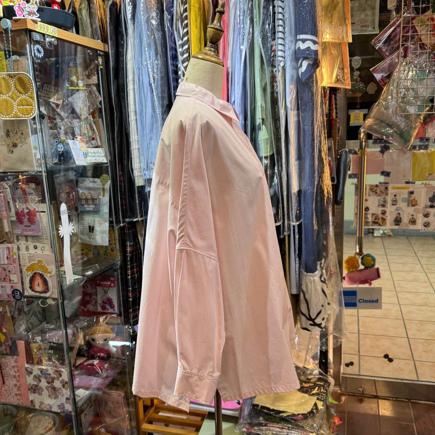 Midiumisolid Pink Long Shirt, made in Japan