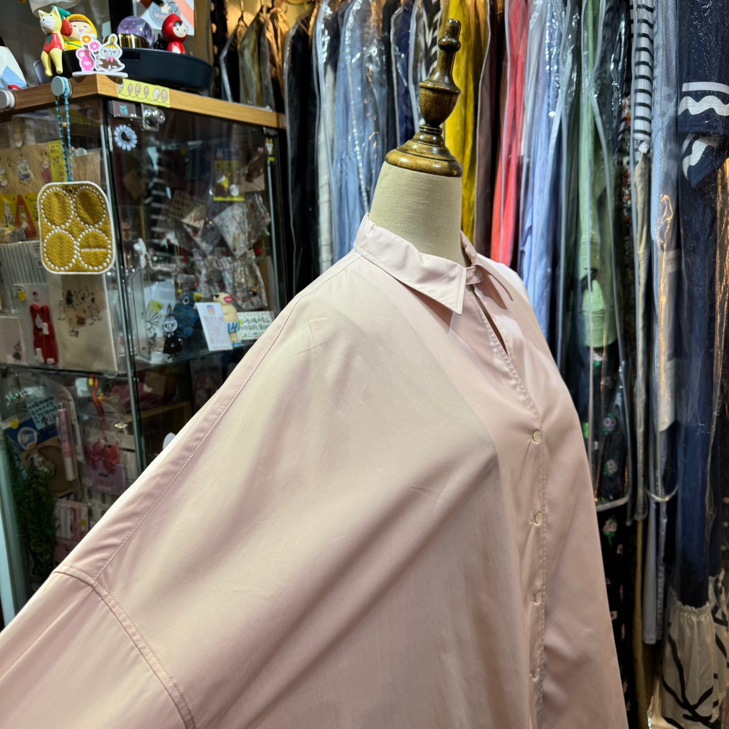 Midiumisolid Pink Long Shirt, made in Japan