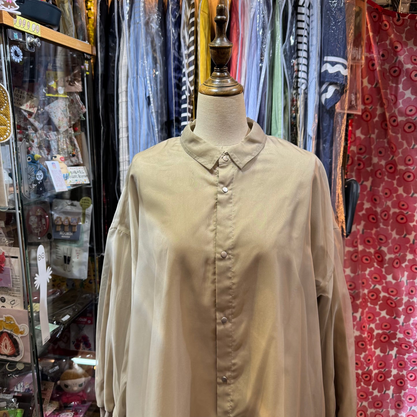 Siwaly fluid Gauze Beige Long Shirt, made in Vietnam