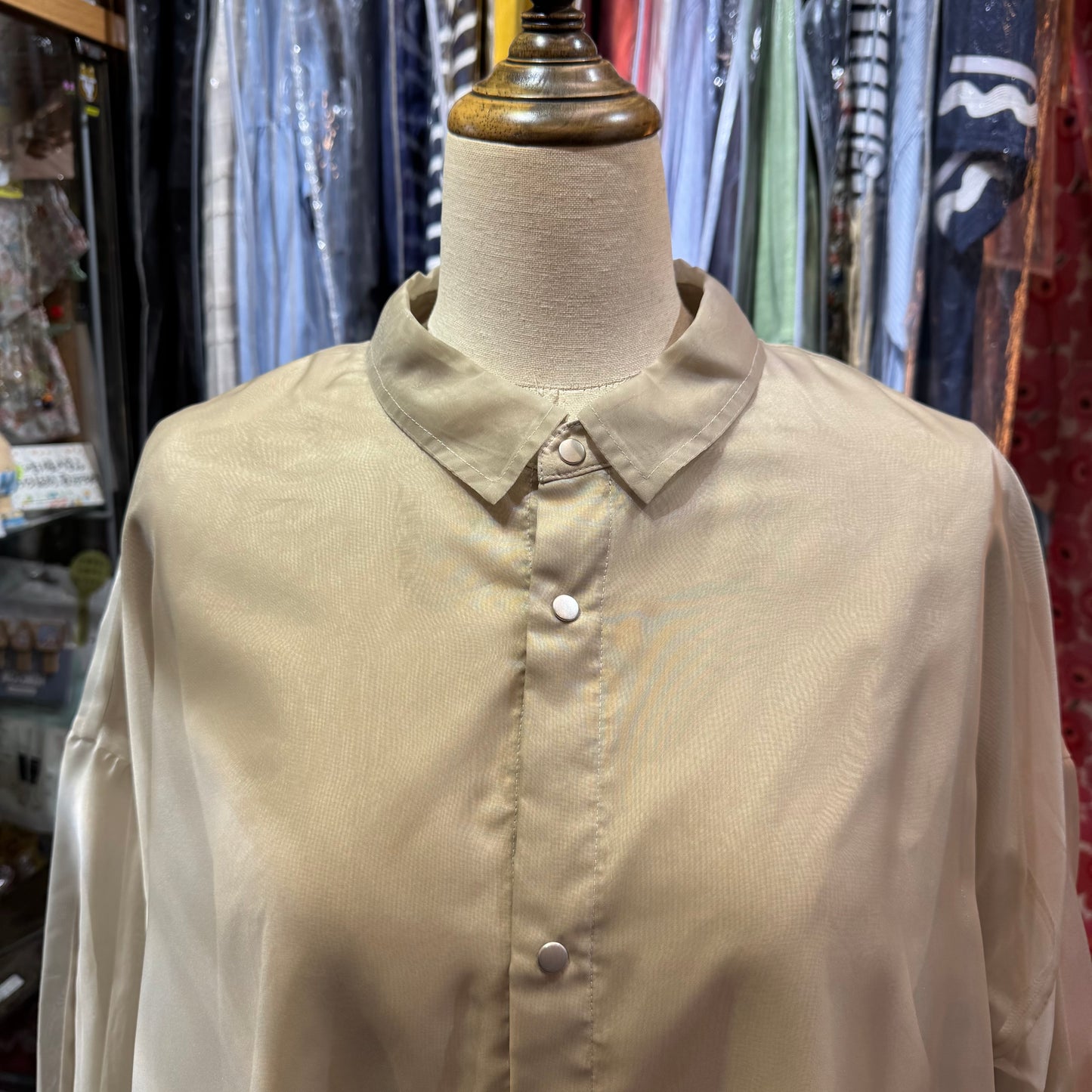 Siwaly fluid Gauze Beige Long Shirt, made in Vietnam