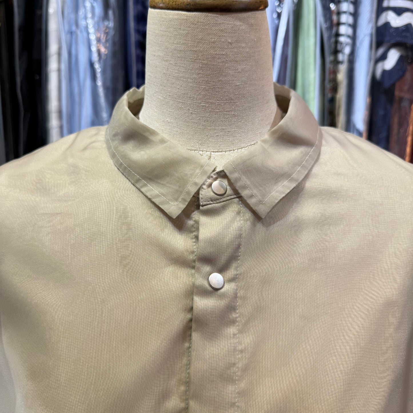 Siwaly fluid Gauze Beige Long Shirt, made in Vietnam