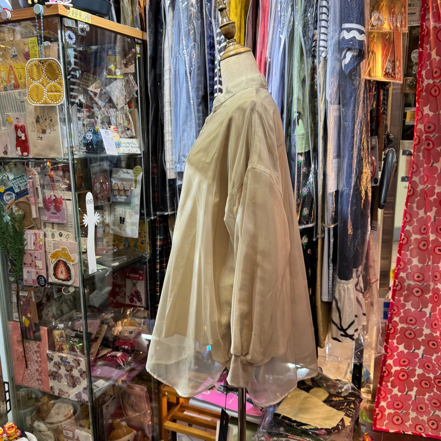 Siwaly fluid Gauze Beige Long Shirt, made in Vietnam