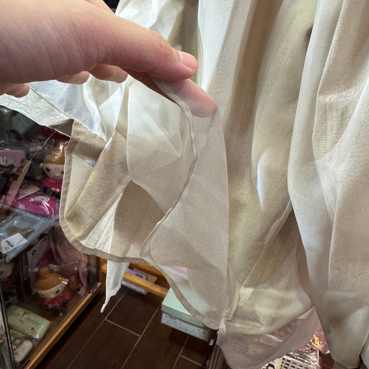Siwaly fluid Gauze Beige Long Shirt, made in Vietnam
