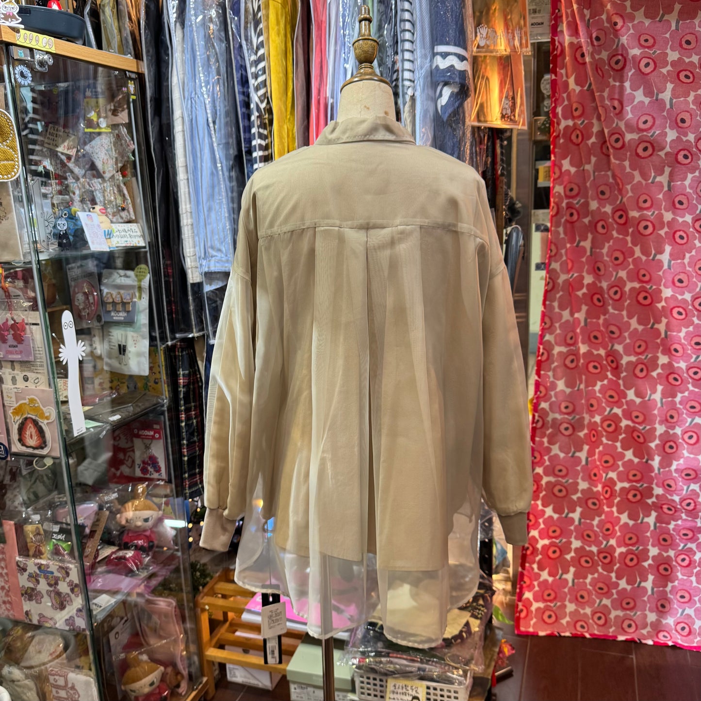 Siwaly fluid Gauze Beige Long Shirt, made in Vietnam