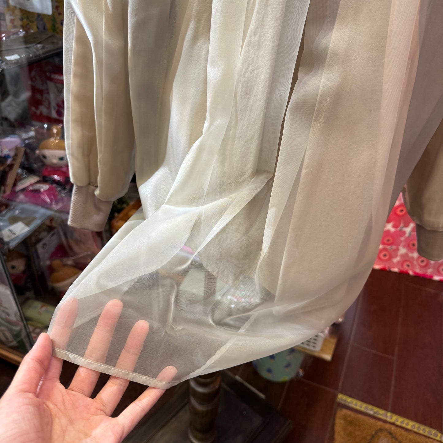 Siwaly fluid Gauze Beige Long Shirt, made in Vietnam