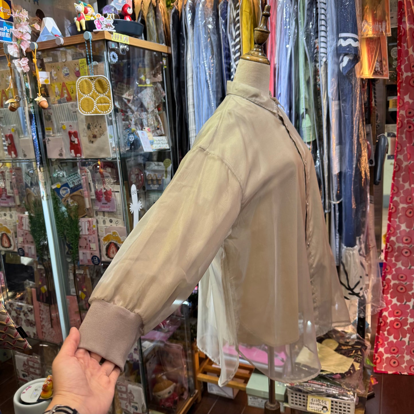 Siwaly fluid Gauze Beige Long Shirt, made in Vietnam