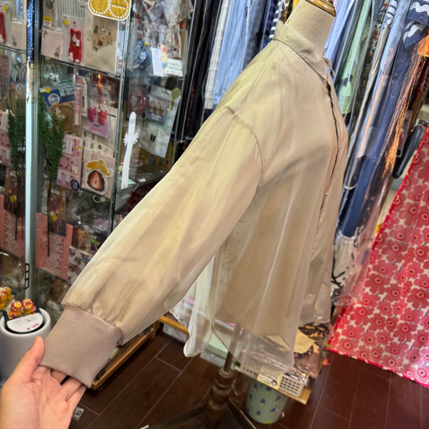 Siwaly fluid Gauze Beige Long Shirt, made in Vietnam
