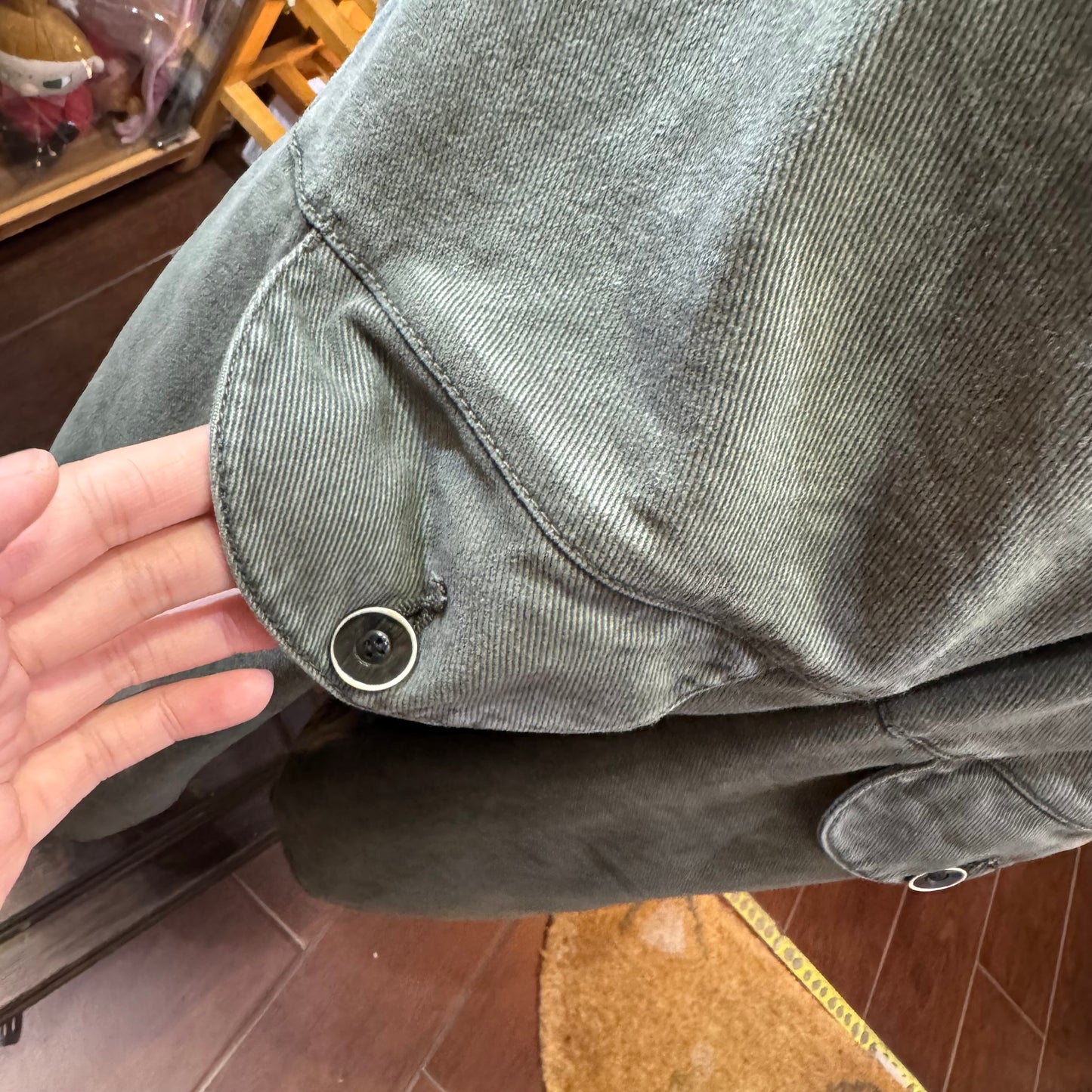 Drowse and Yet… Checked Ribbon Charcoal Cardigan, made in Japan