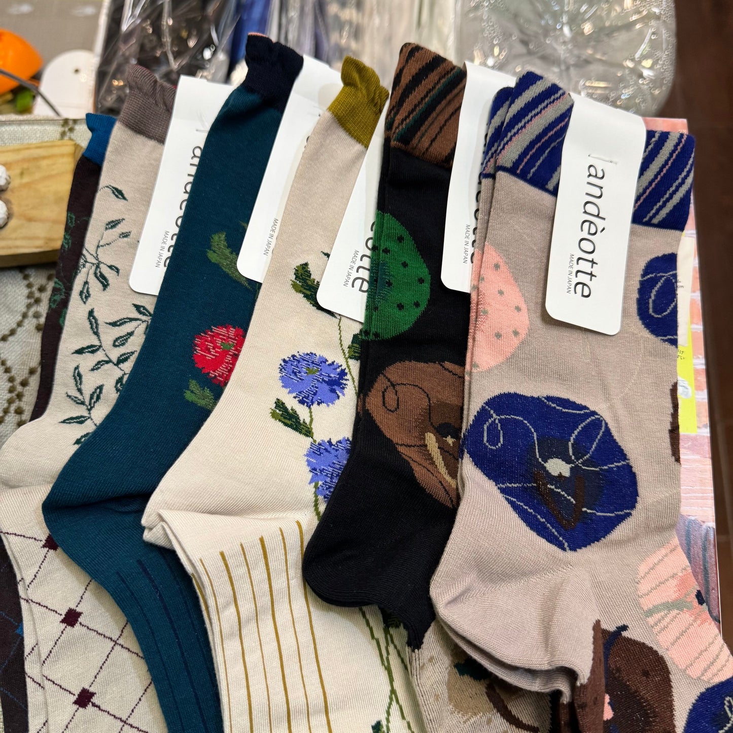 ande Floral Socks, 2 Colors, made in Japan