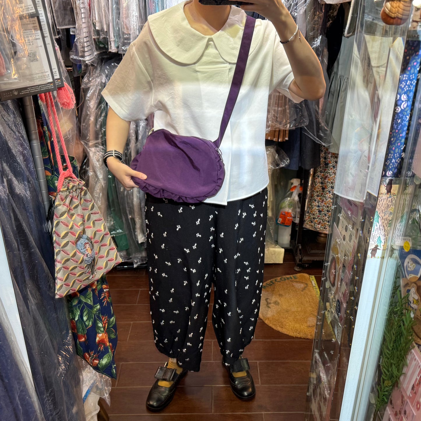 Anvocoeur Purple Frill Nylon Bag