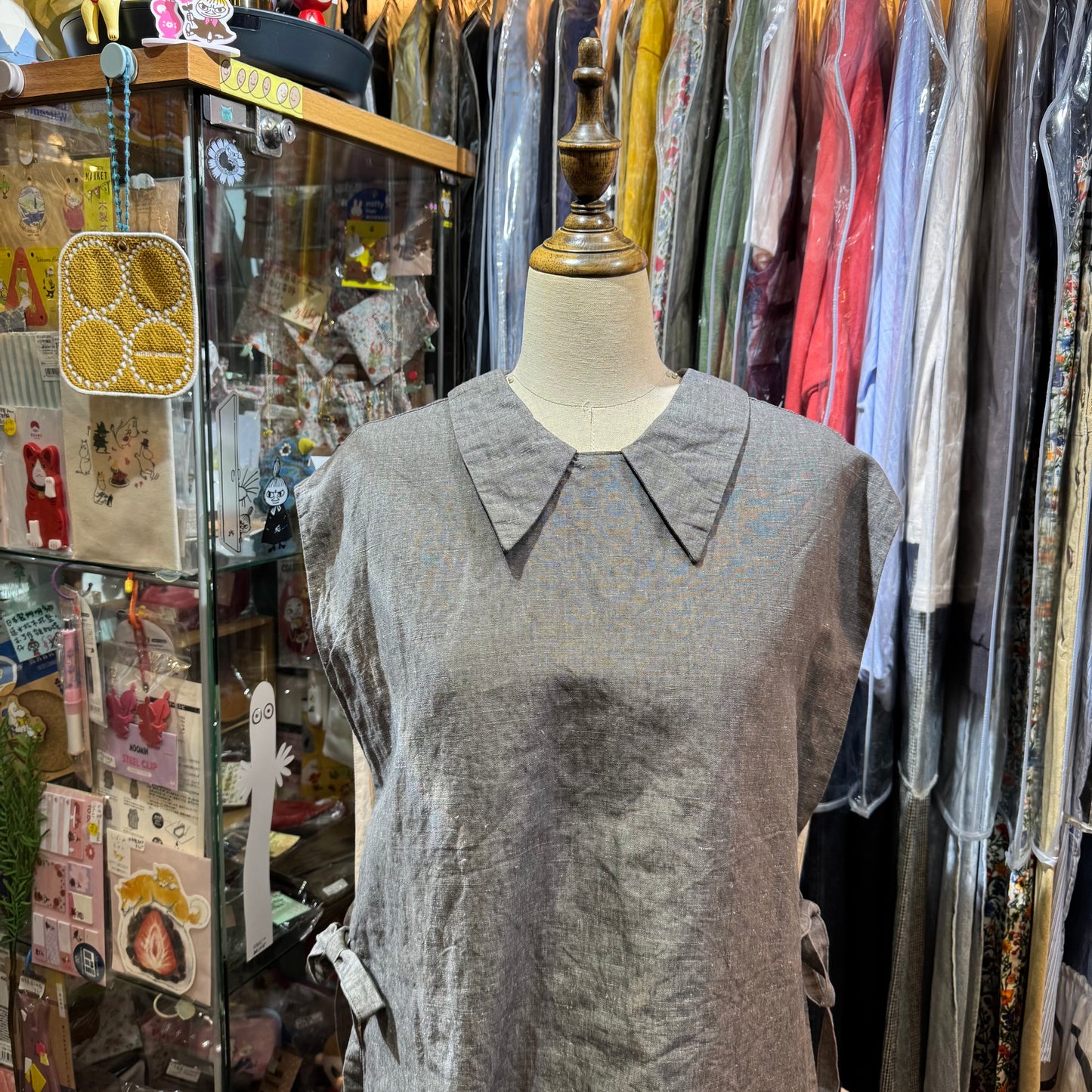 ROBE de PEAU Grey 2Way Vest Top, made in Japan