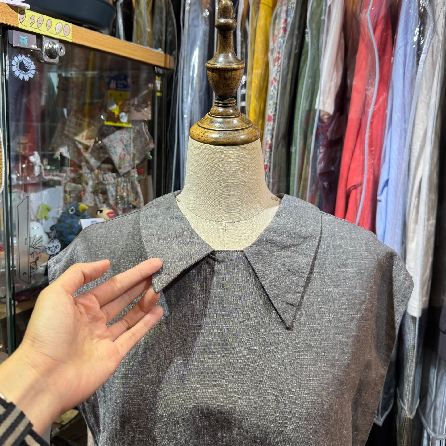 ROBE de PEAU Grey 2Way Vest Top, made in Japan
