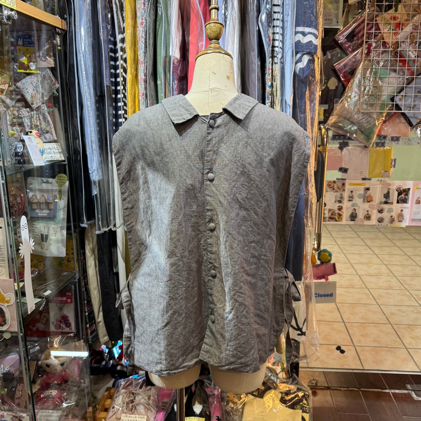 ROBE de PEAU Grey 2Way Vest Top, made in Japan