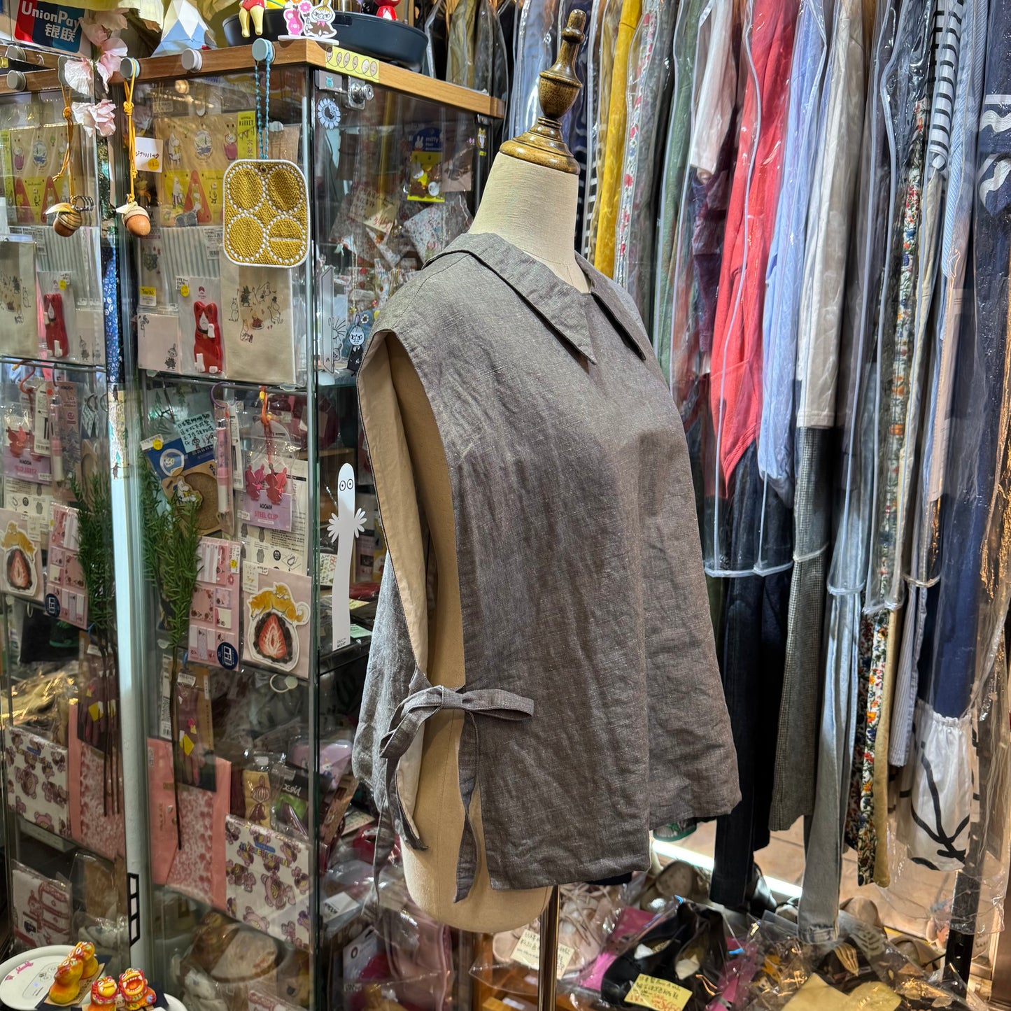 ROBE de PEAU Grey 2Way Vest Top, made in Japan