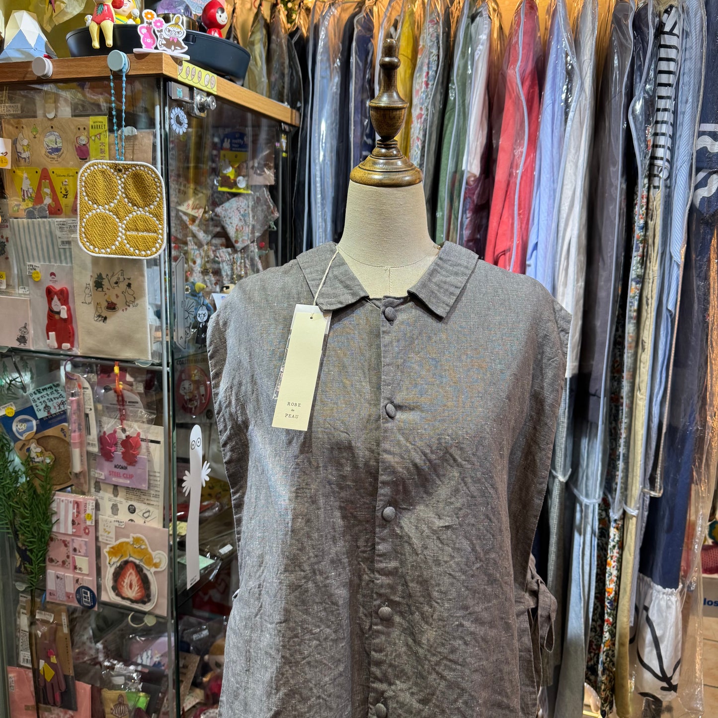 ROBE de PEAU Grey 2Way Vest Top, made in Japan