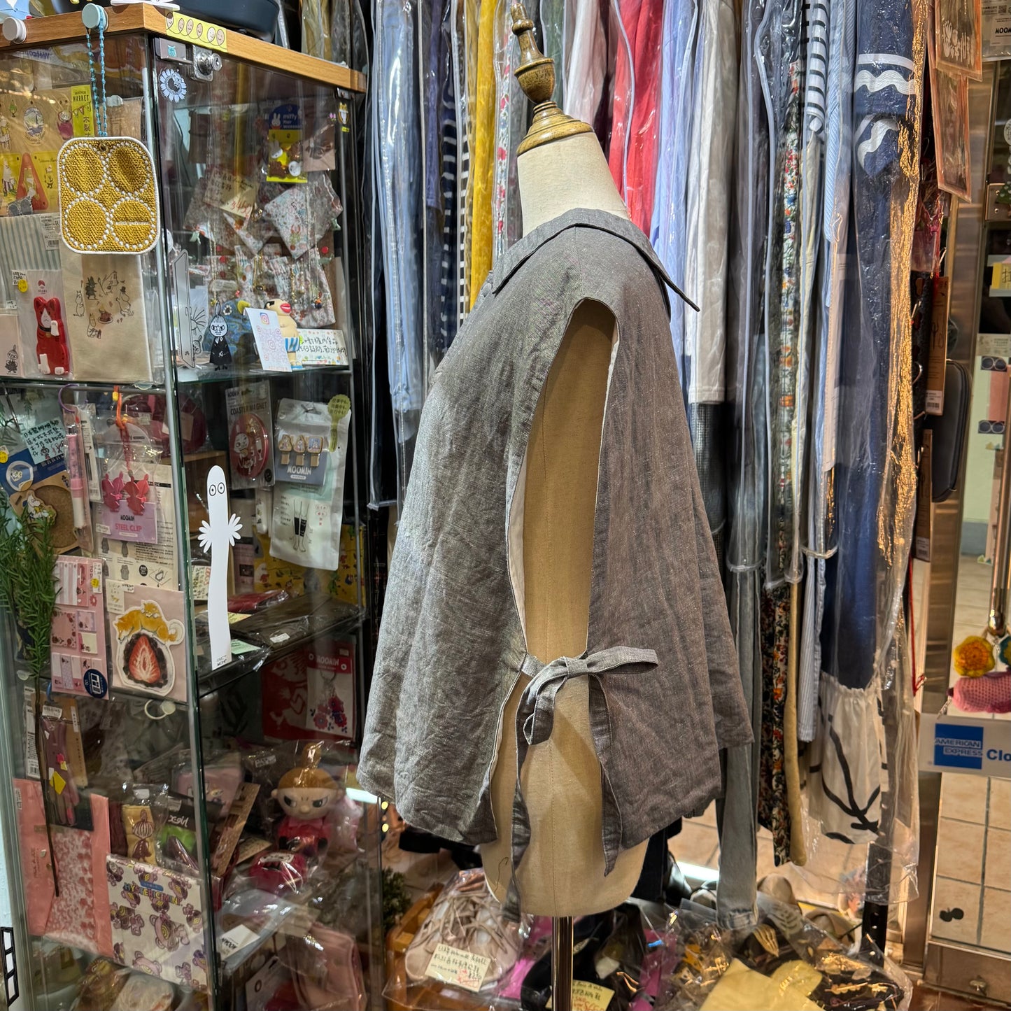 ROBE de PEAU Grey 2Way Vest Top, made in Japan