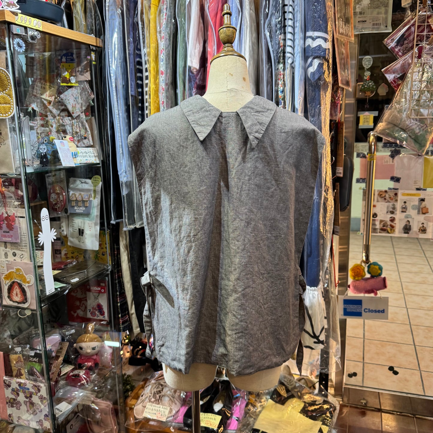 ROBE de PEAU Grey 2Way Vest Top, made in Japan