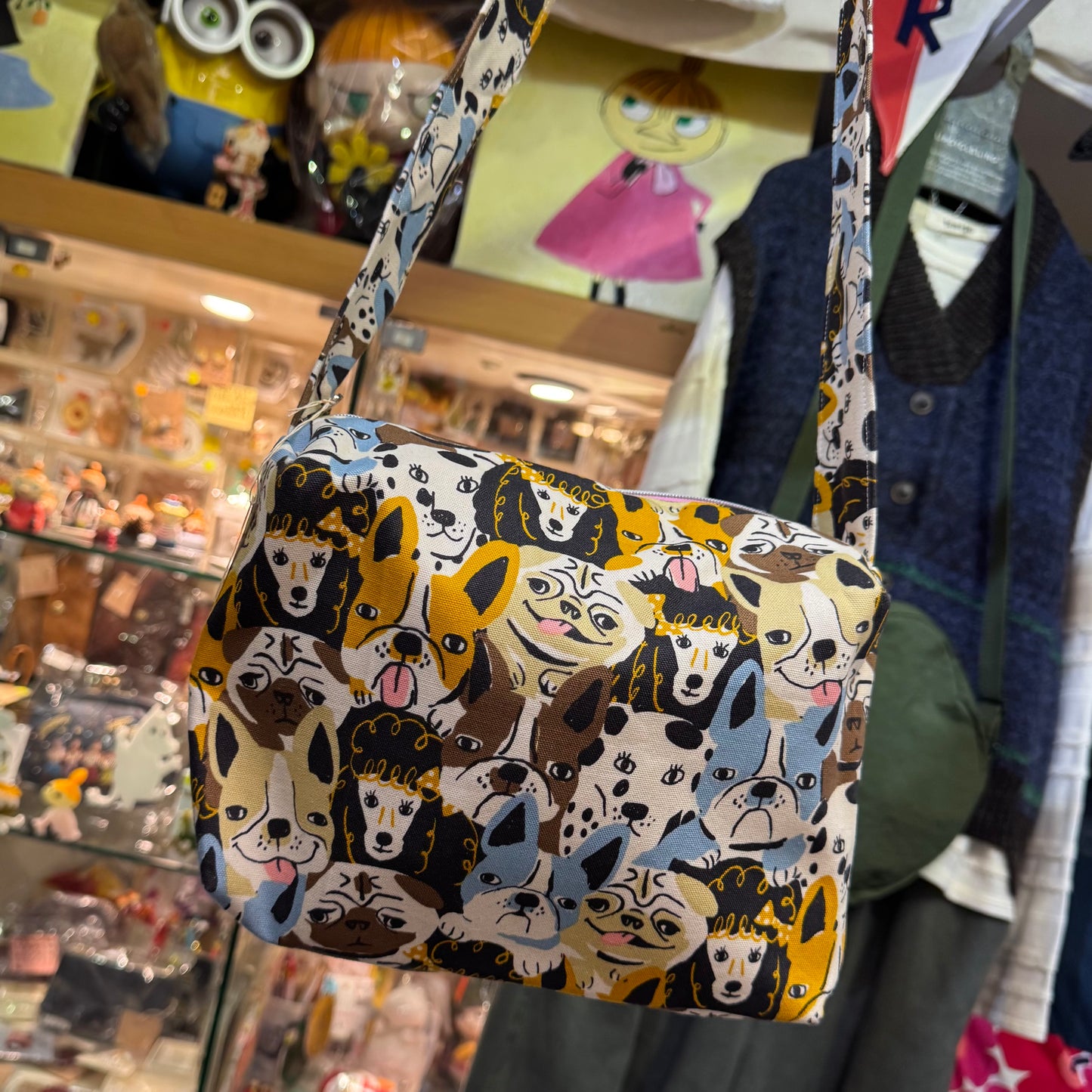 Handmade Dogs Prints Bag, fabric from Japan