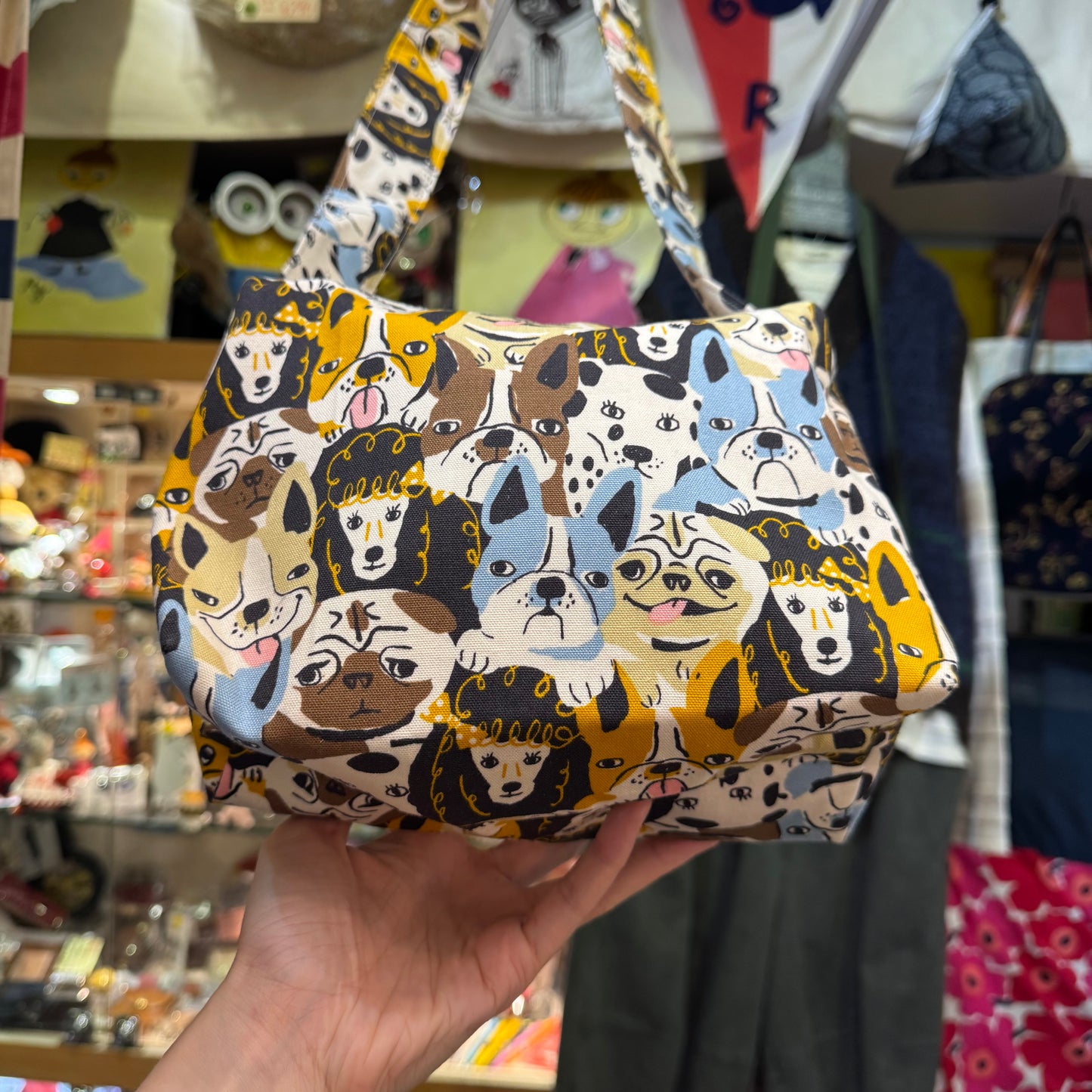 Handmade Dogs Prints Bag, fabric from Japan