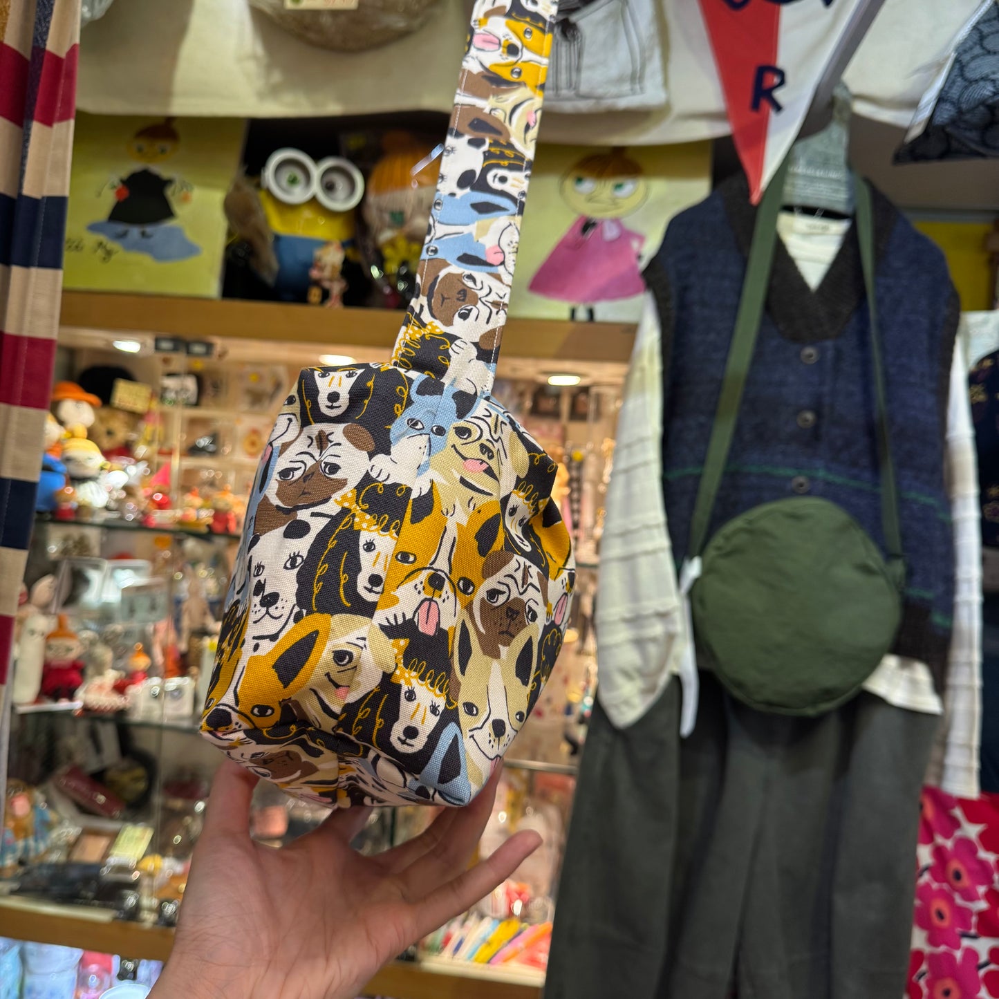 Handmade Dogs Prints Bag, fabric from Japan