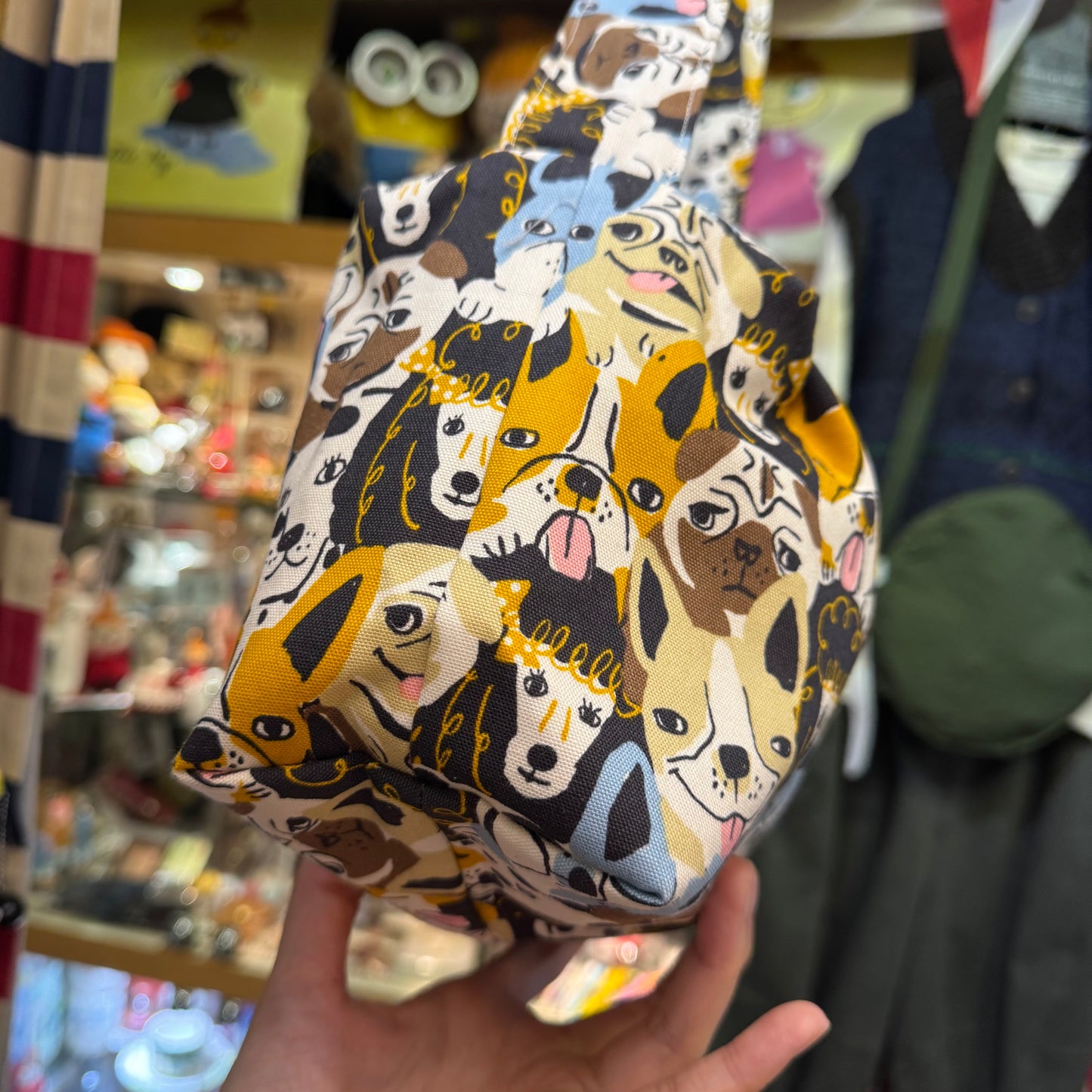 Handmade Dogs Prints Bag, fabric from Japan