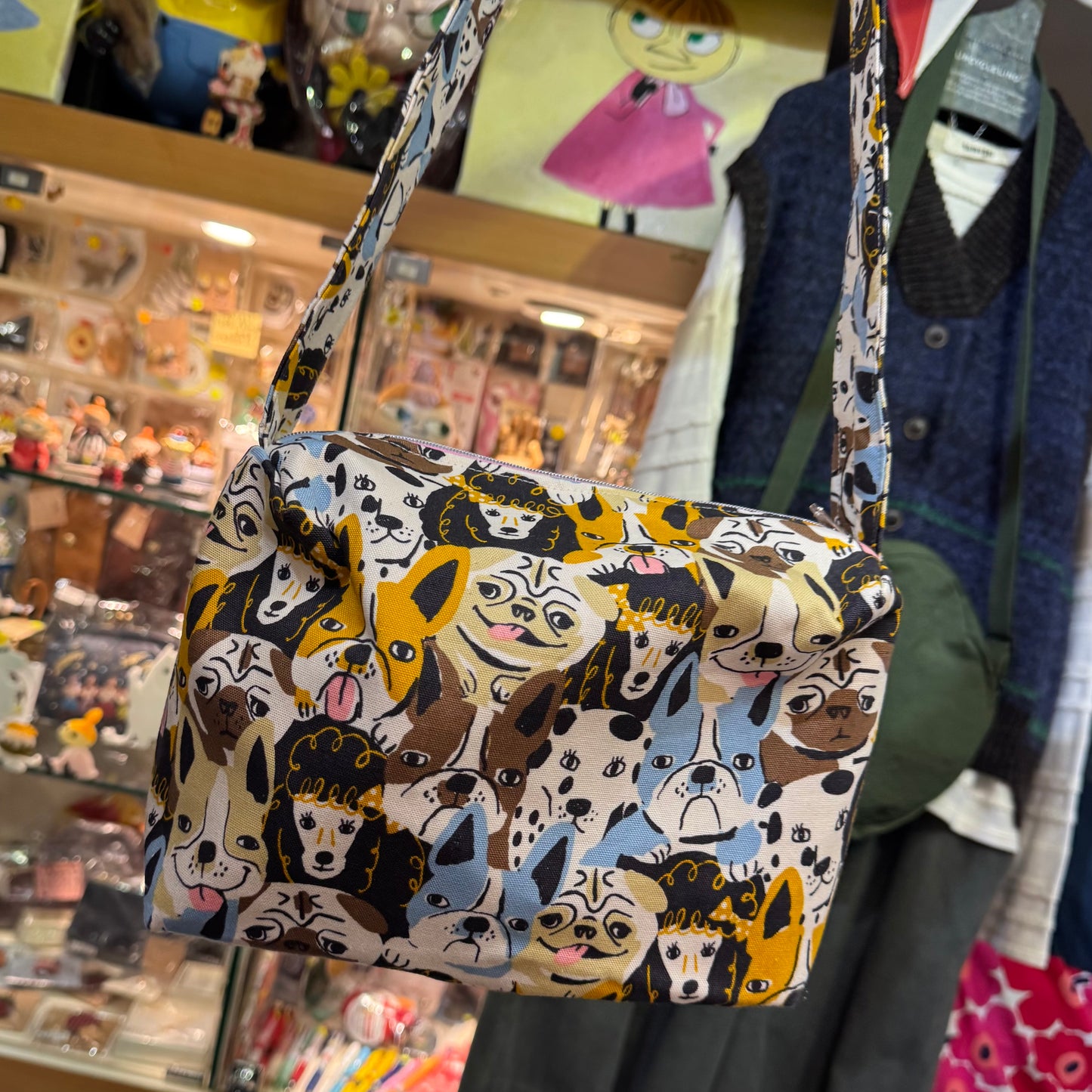 Handmade Dogs Prints Bag, fabric from Japan