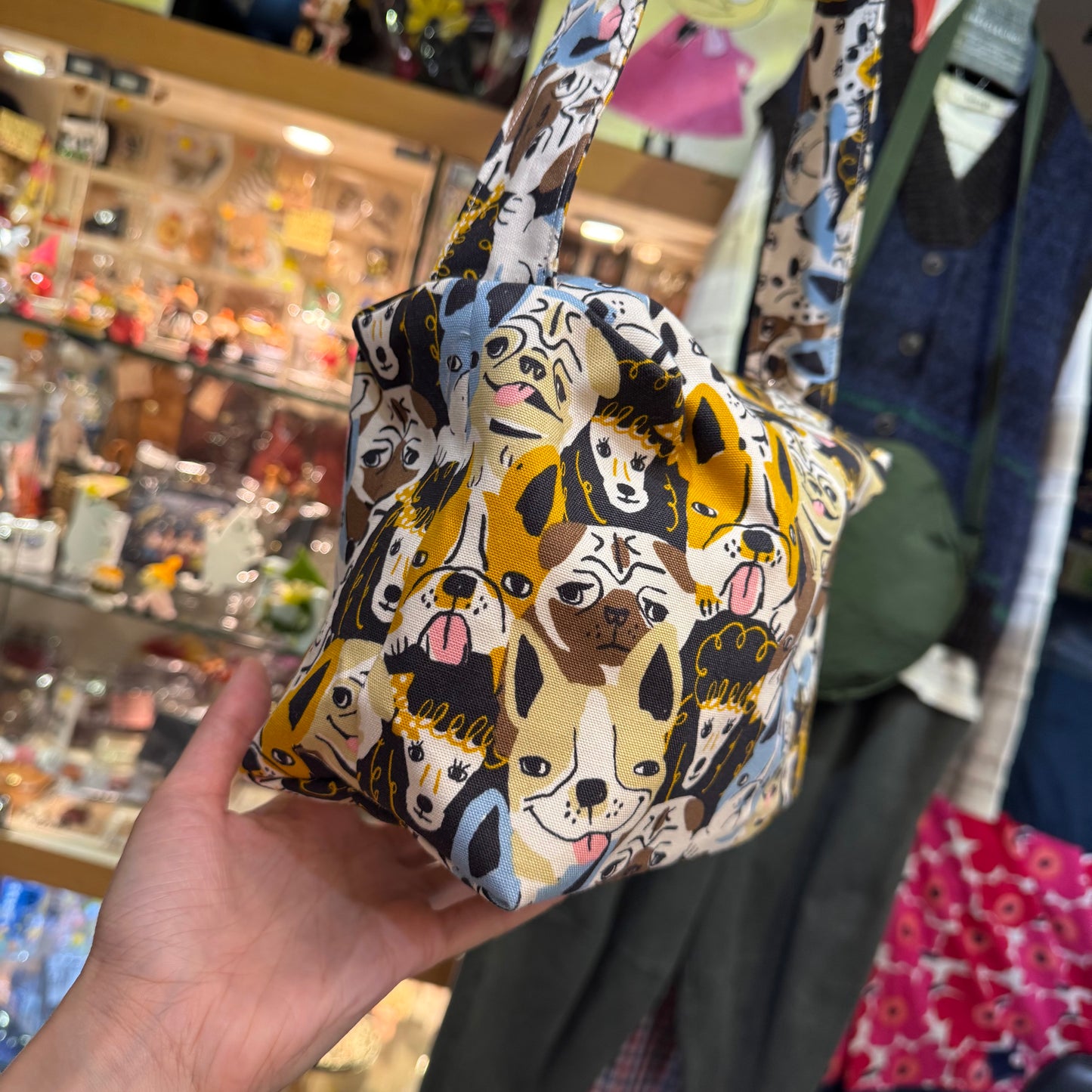 Handmade Dogs Prints Bag, fabric from Japan