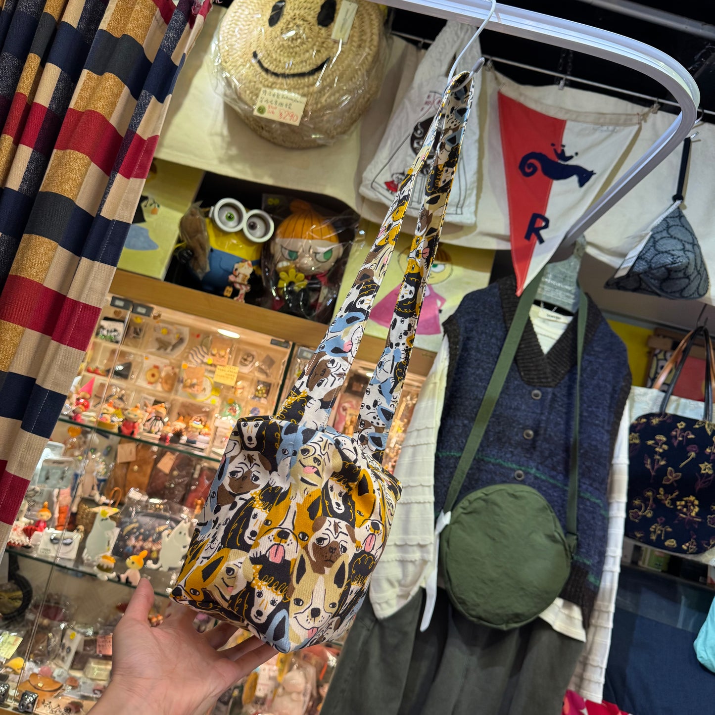 Handmade Dogs Prints Bag, fabric from Japan
