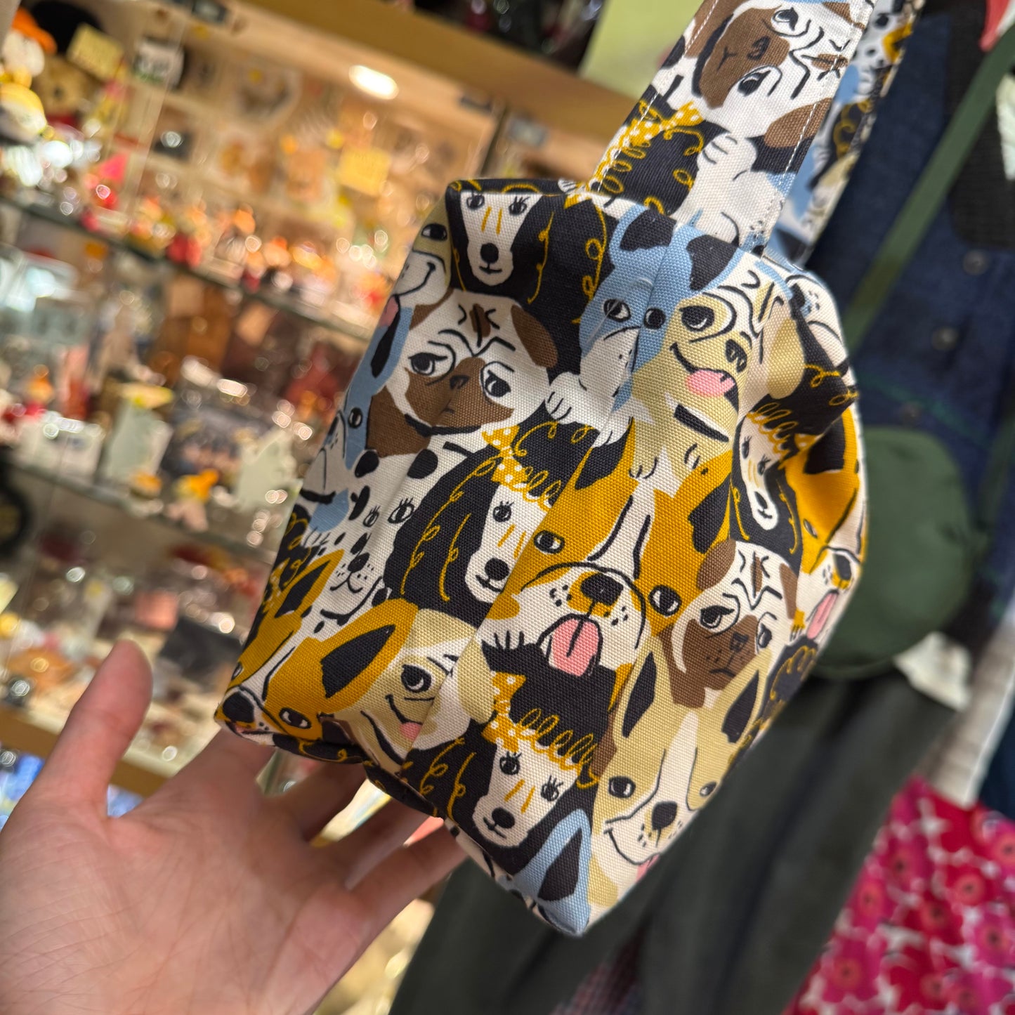 Handmade Dogs Prints Bag, fabric from Japan