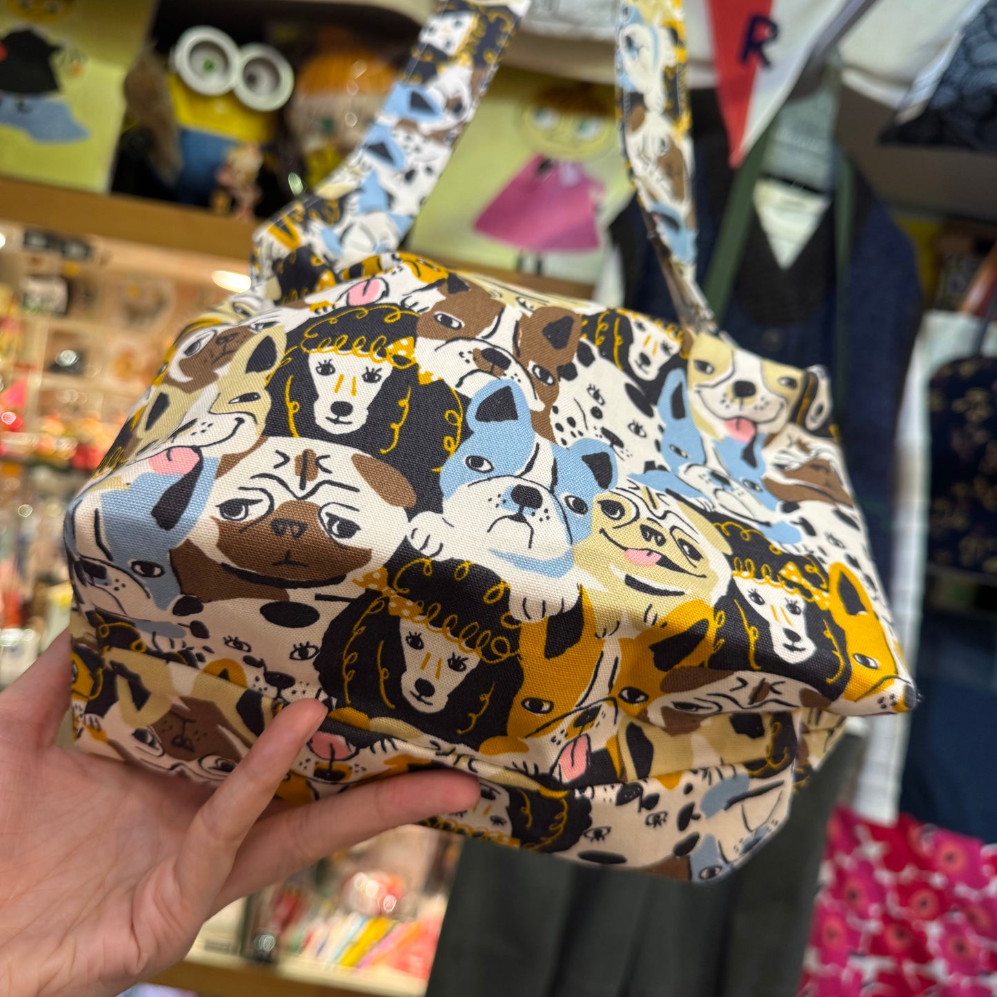 Handmade Dogs Prints Bag, fabric from Japan