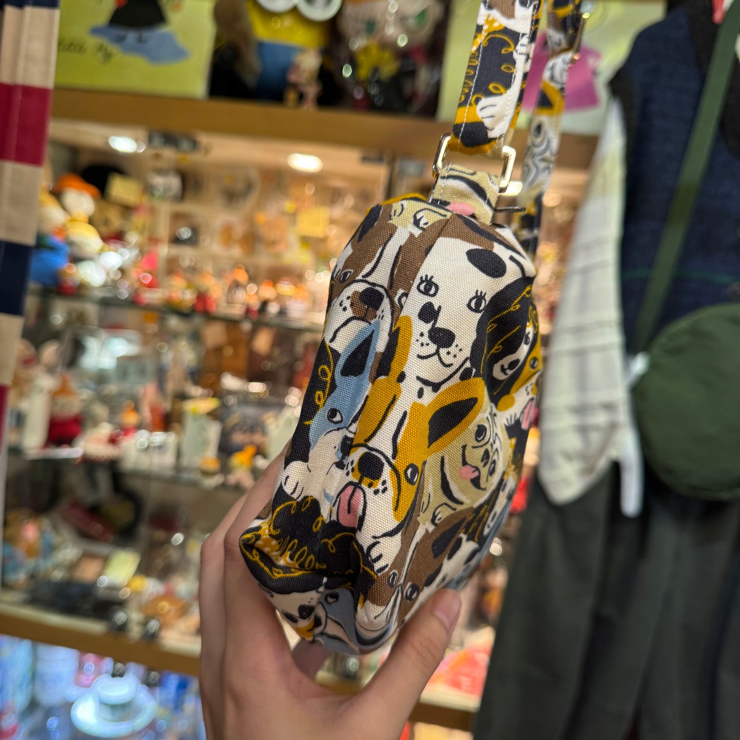Handmade Dogs Print Shoulder Bag, Fabric from Japan