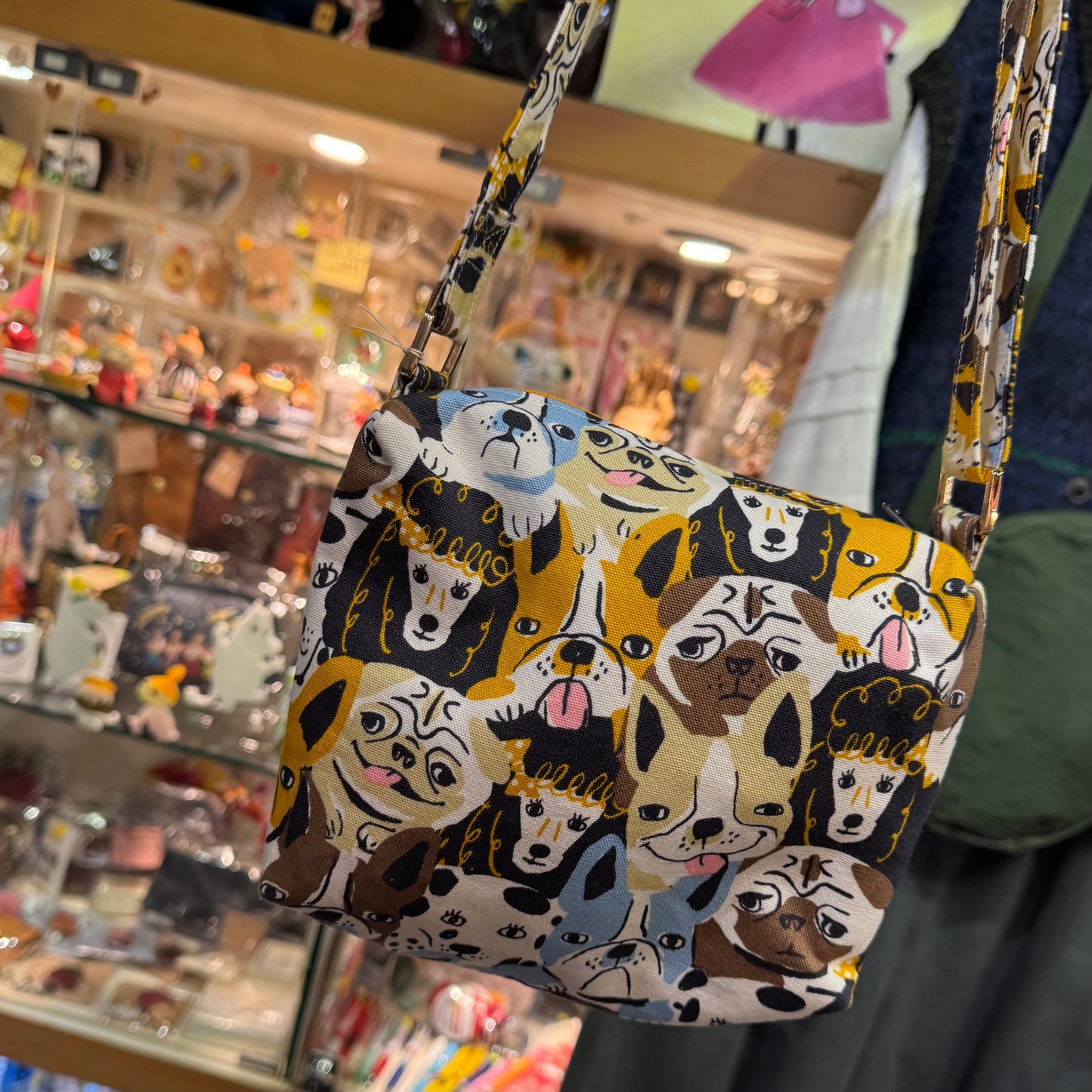 Handmade Dogs Print Shoulder Bag, Fabric from Japan
