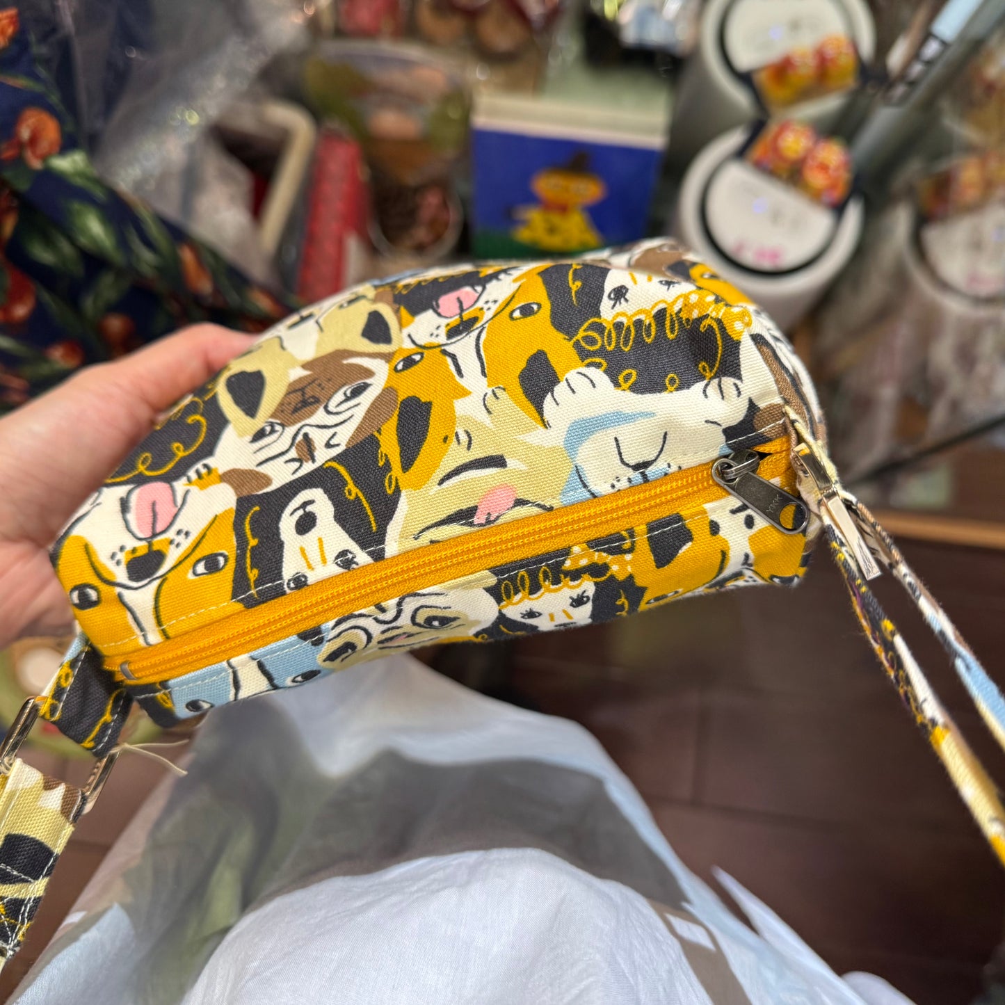 Handmade Dogs Print Shoulder Bag, Fabric from Japan
