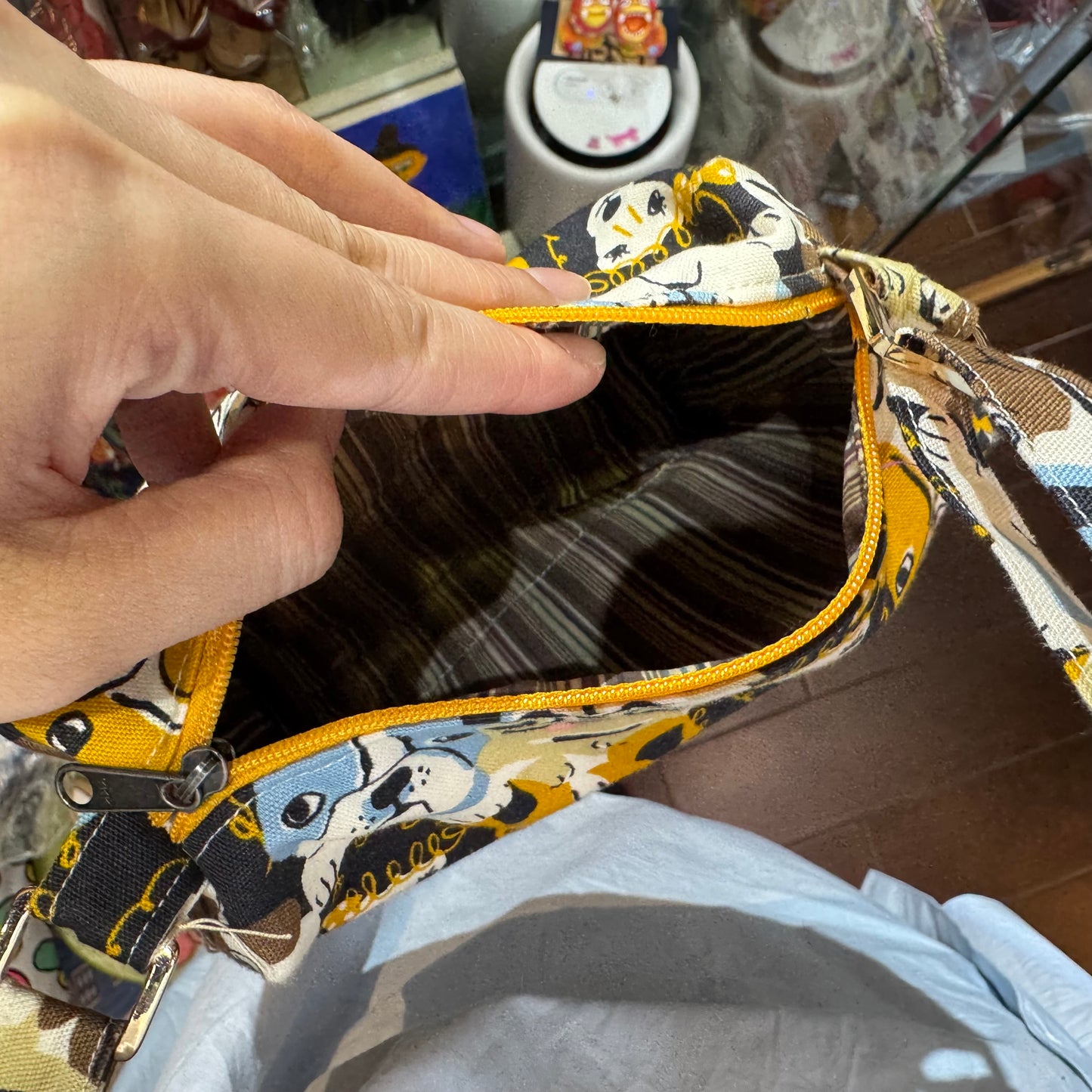 Handmade Dogs Print Shoulder Bag, Fabric from Japan