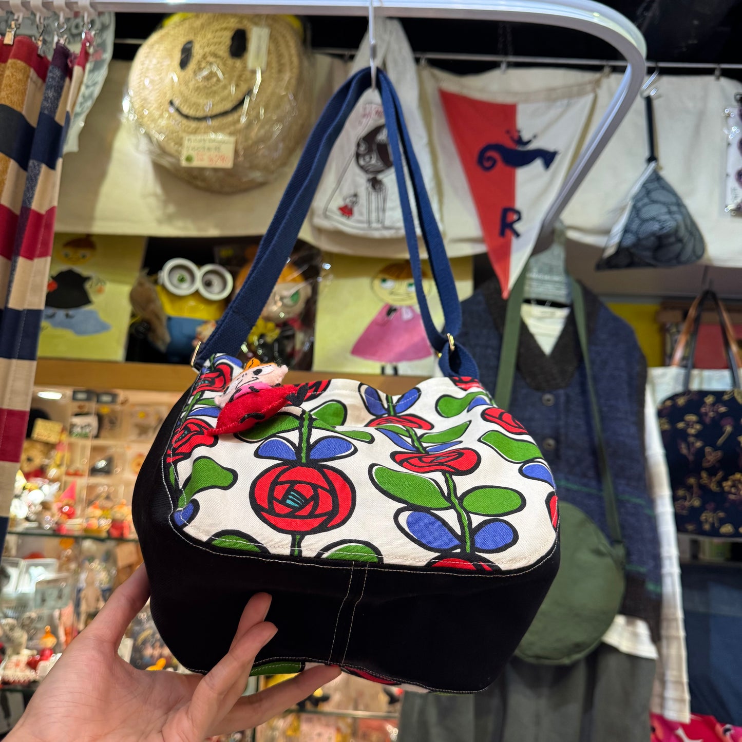 Handmade Floral Shoulder Bag, Fabric from Japan
