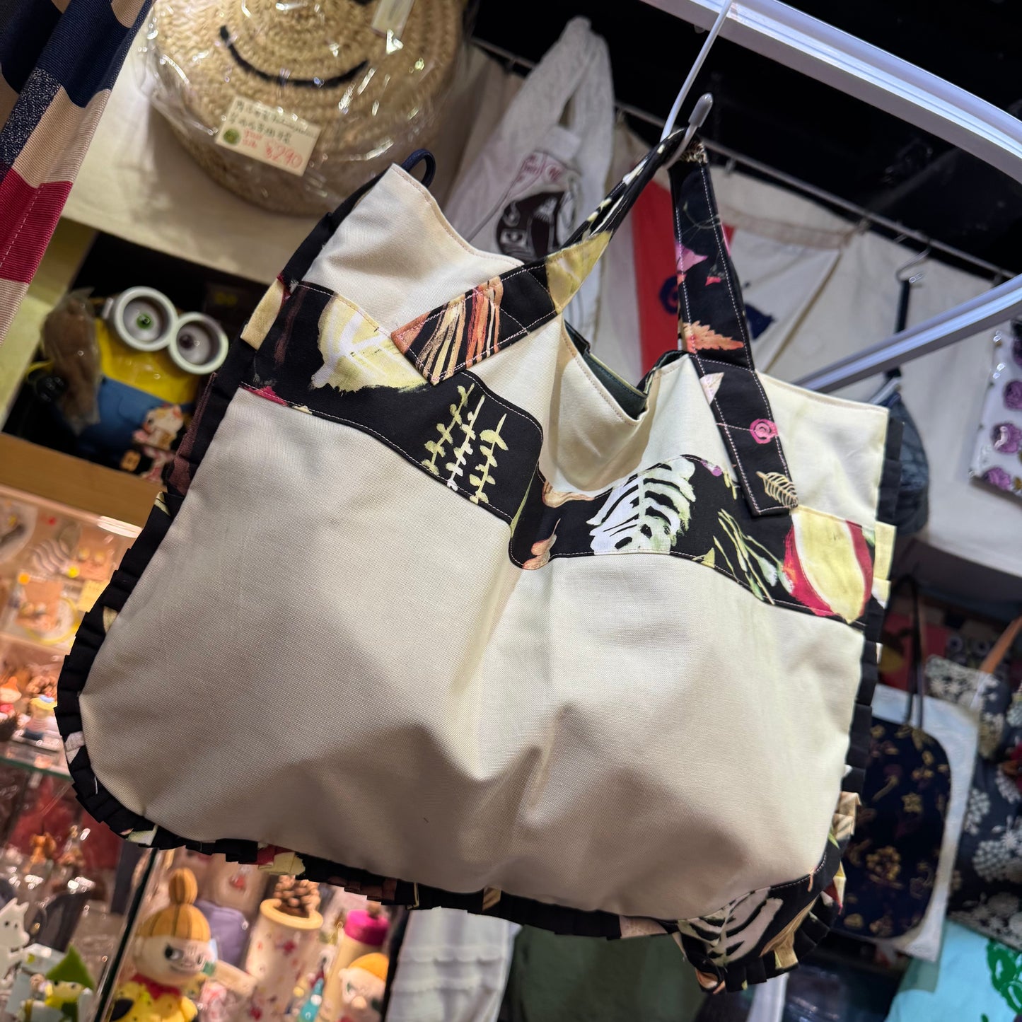 Handmade Rectangle Vegetables Hand Bag, Fabric from Japan