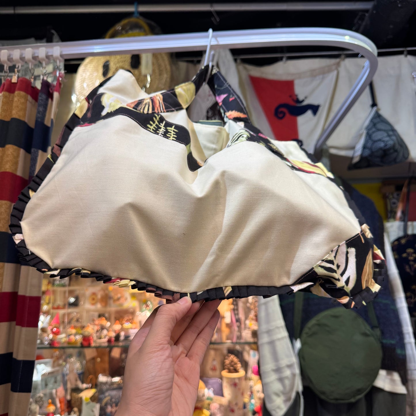 Handmade Rectangle Vegetables Hand Bag, Fabric from Japan