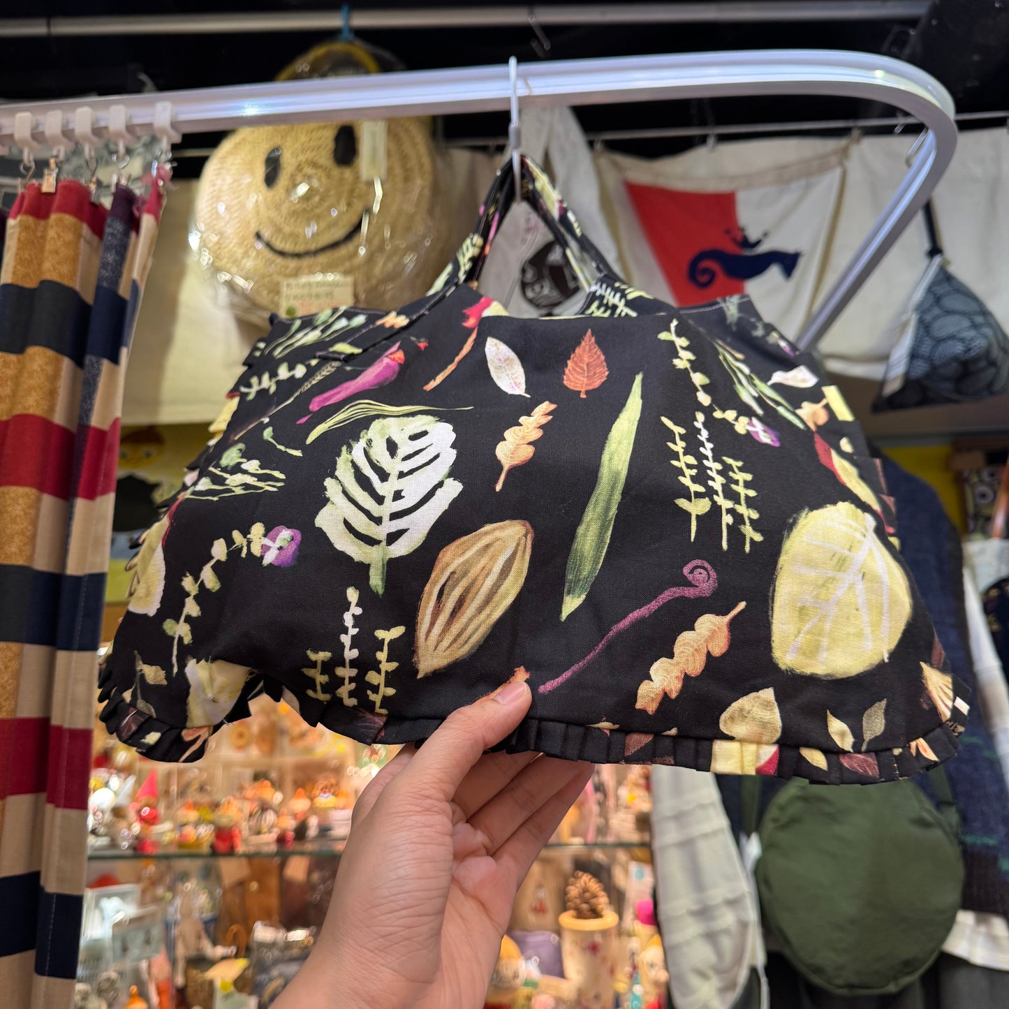Handmade Rectangle Vegetables Hand Bag, Fabric from Japan