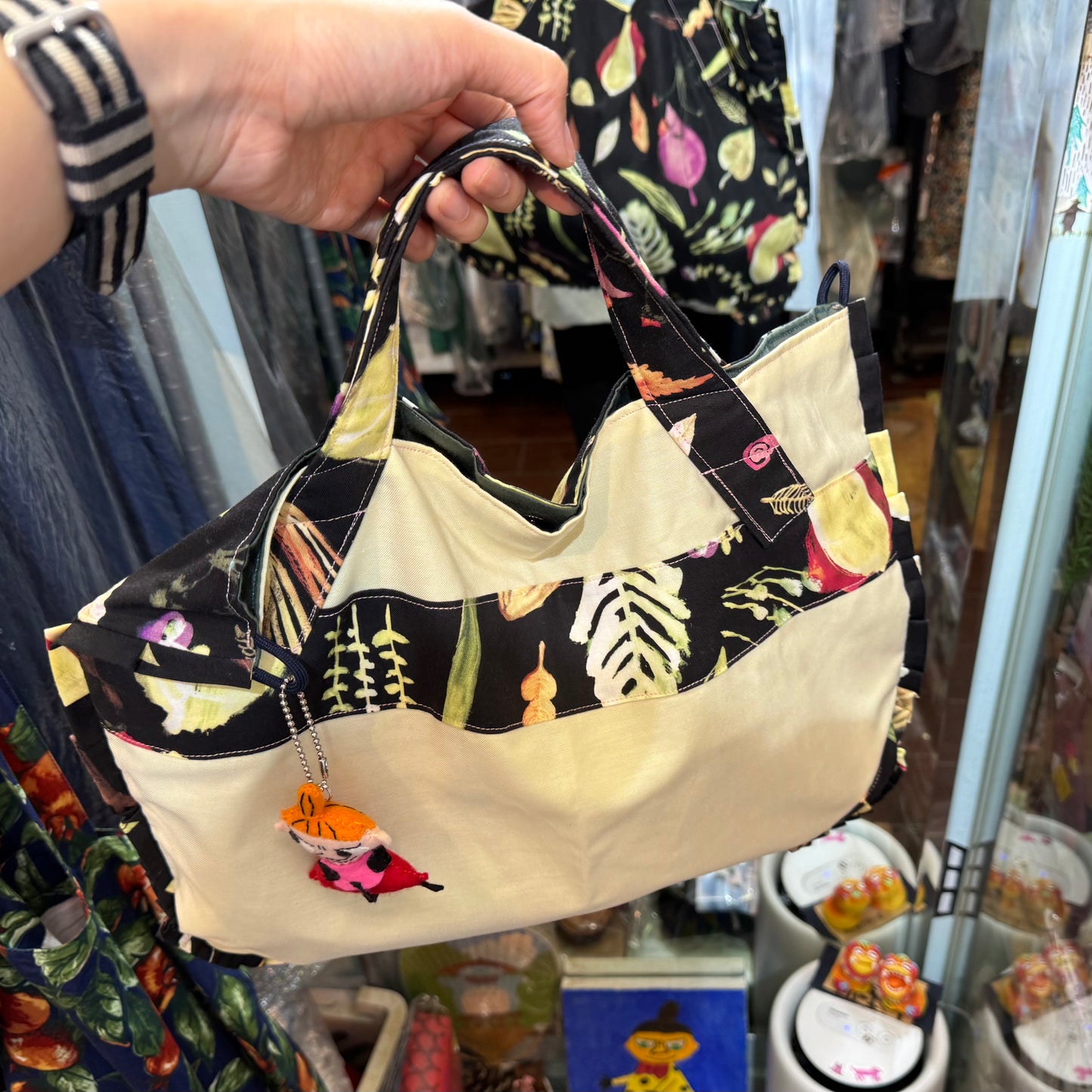 Handmade Rectangle Vegetables Hand Bag, Fabric from Japan