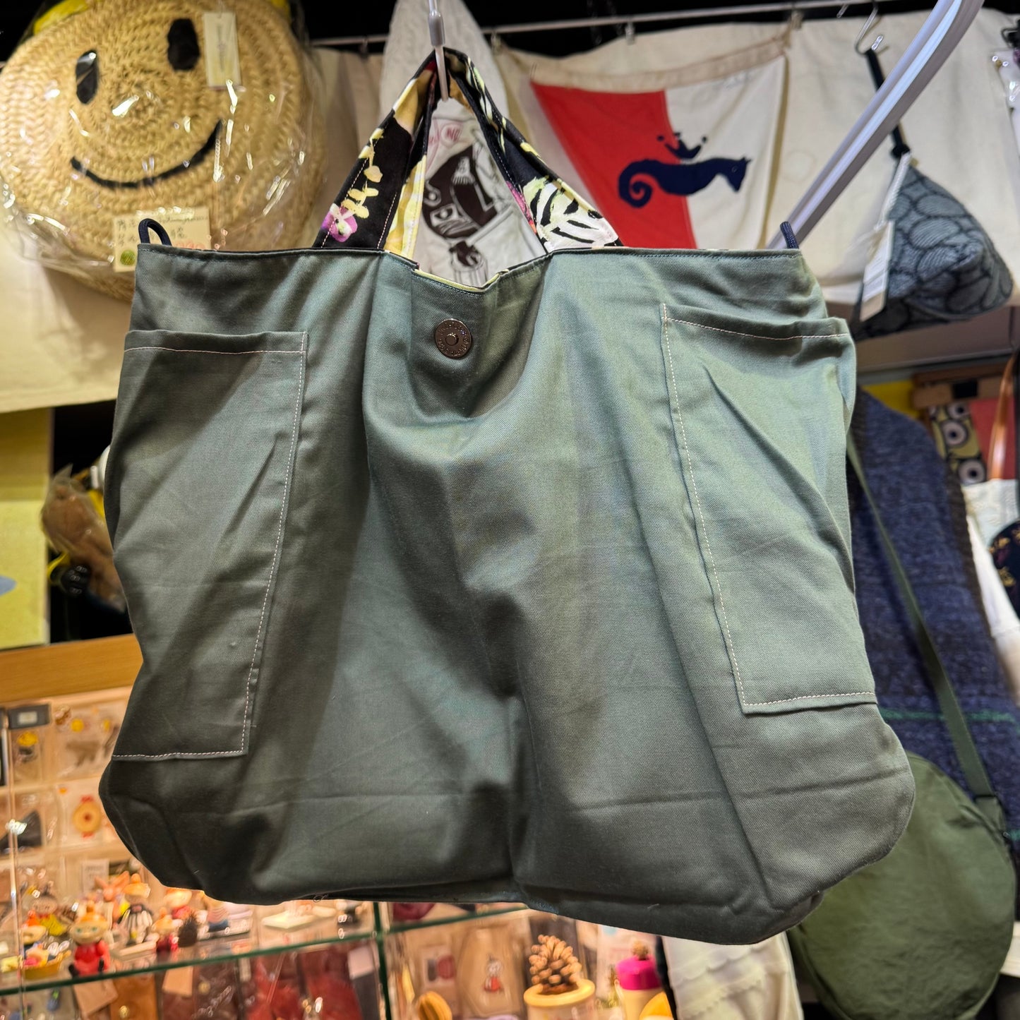 Handmade Rectangle Vegetables Hand Bag, Fabric from Japan