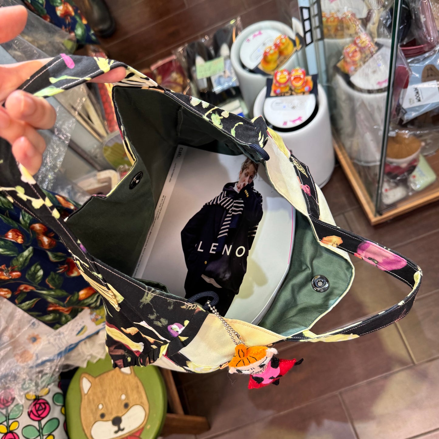 Handmade Rectangle Vegetables Hand Bag, Fabric from Japan