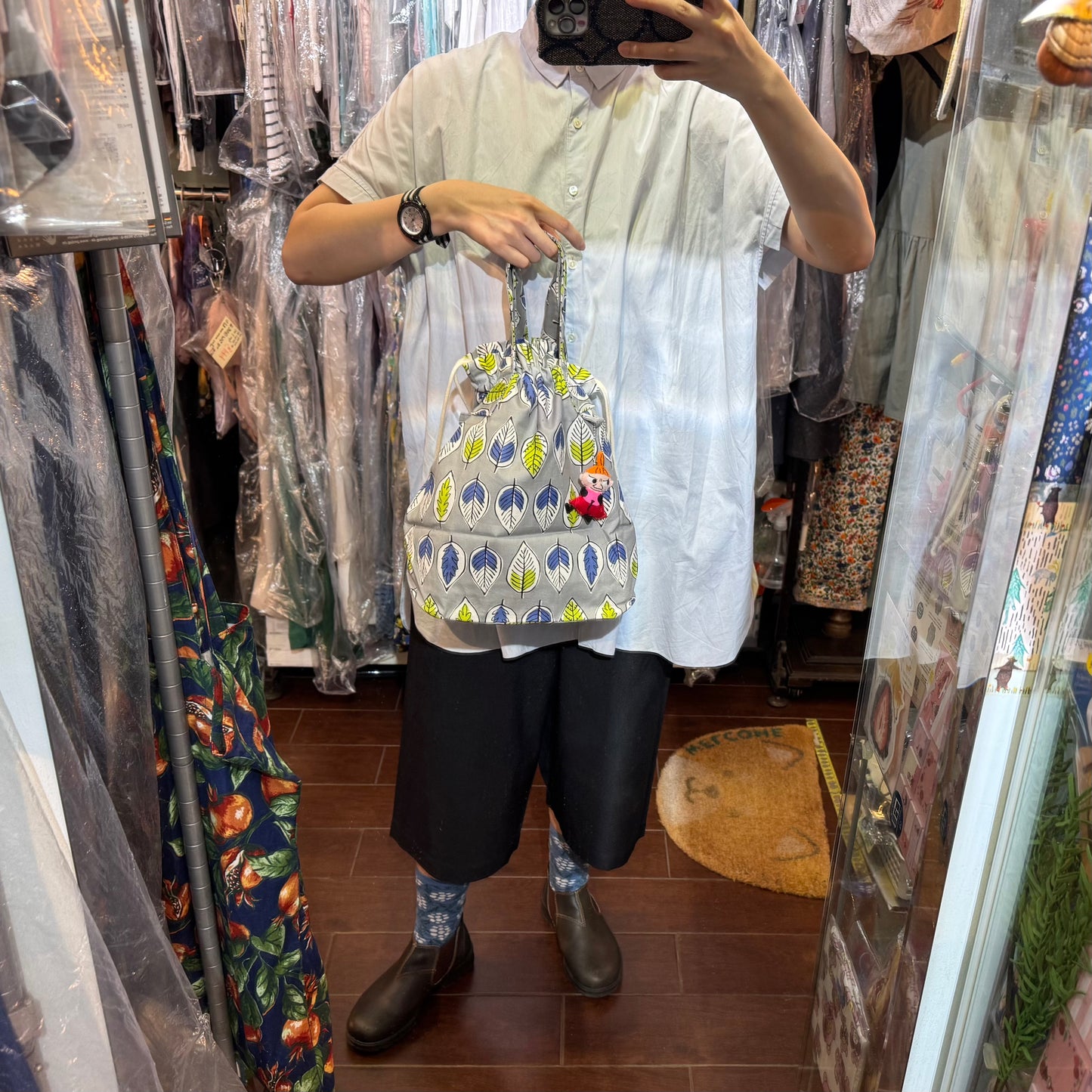 Handmade Leaf 2Way Hand Bag, fabric from Japan