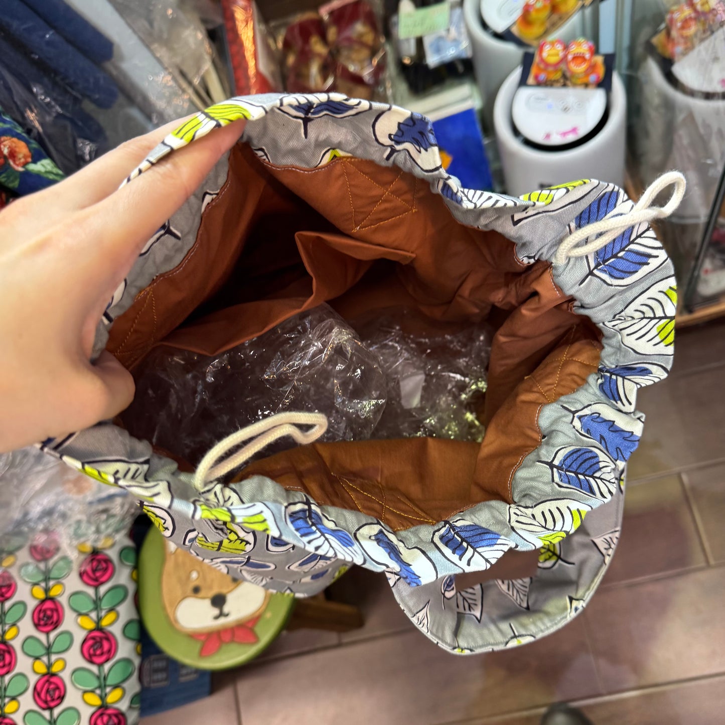 Handmade Leaf 2Way Hand Bag, fabric from Japan