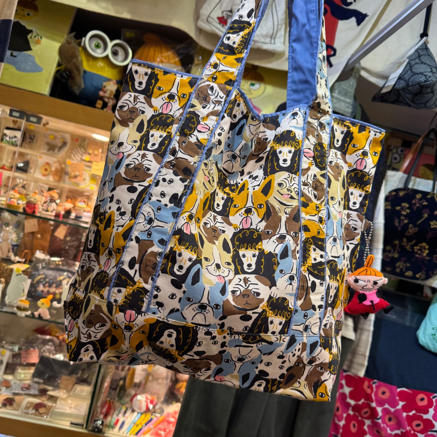 Handmade Dogs Print Tote Bag, Fabric from Japan