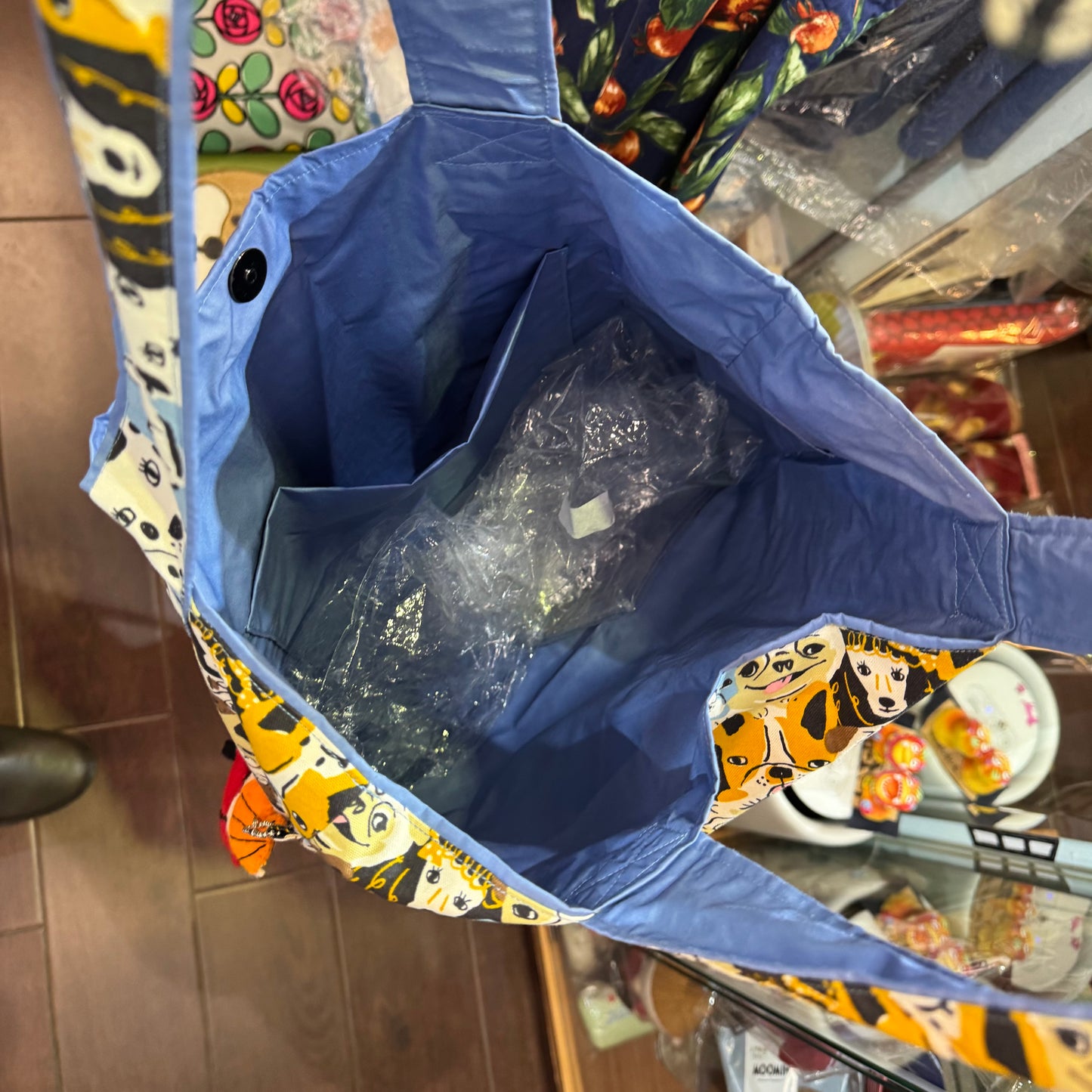 Handmade Dogs Print Tote Bag, Fabric from Japan