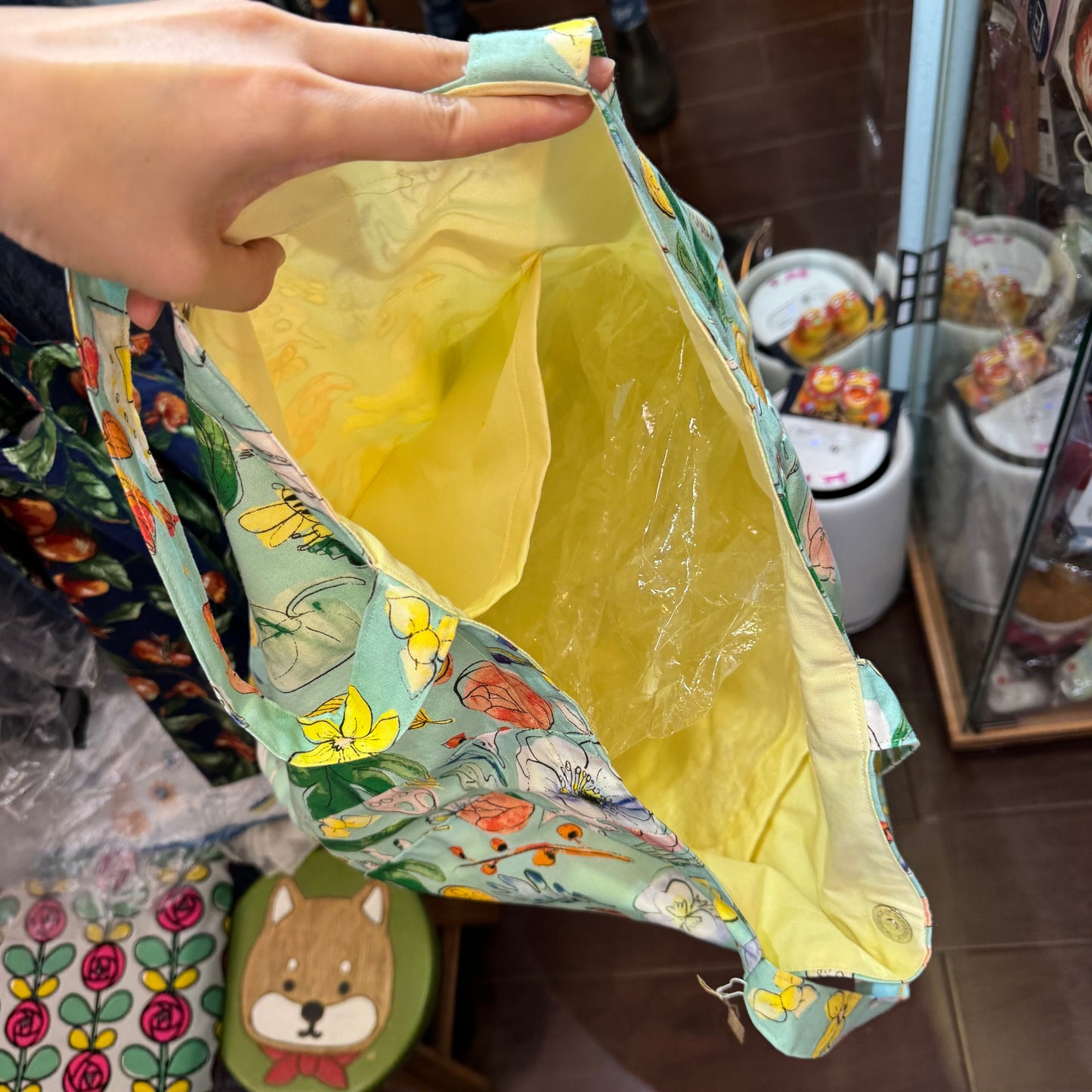 Handmade Floral Blue Tote Bag, Fabric from Japan