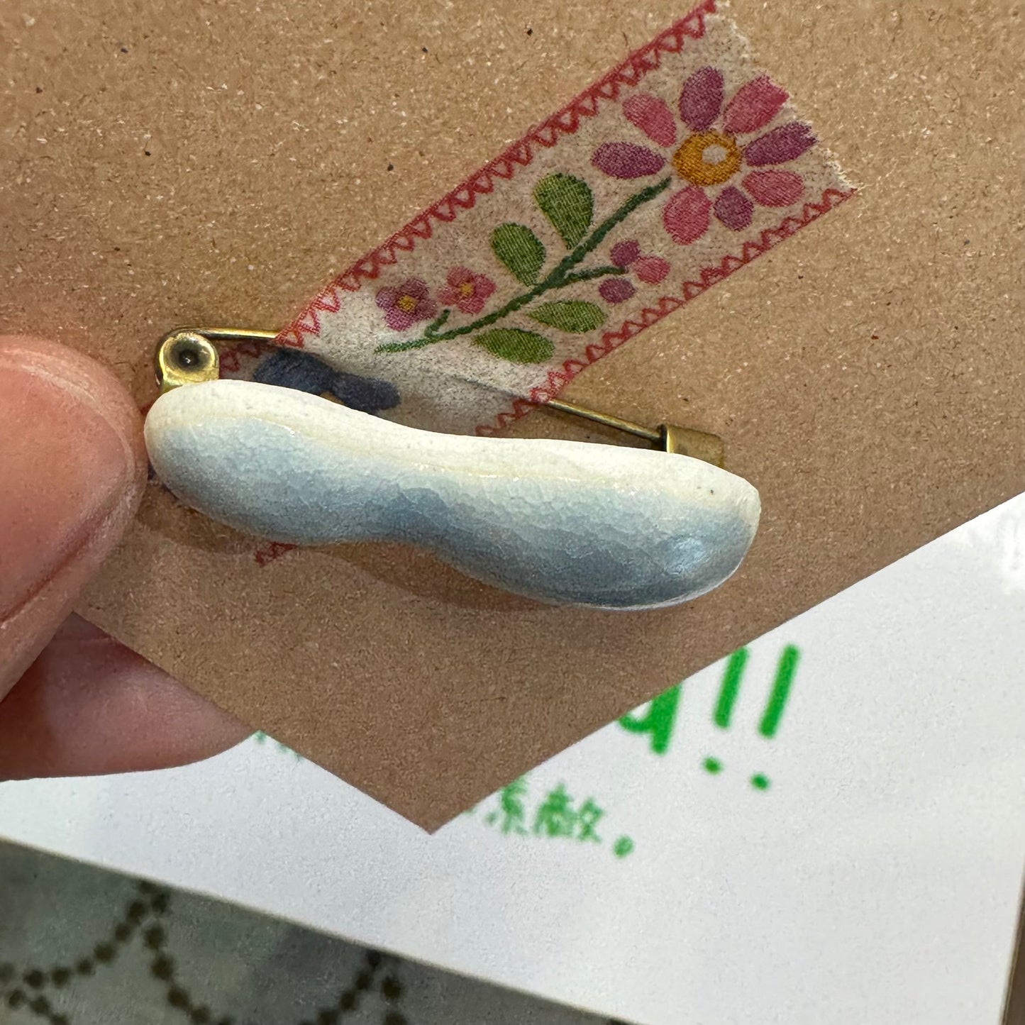 Sale- Kanmi Handmade Ceramic Brooch, made in Japan