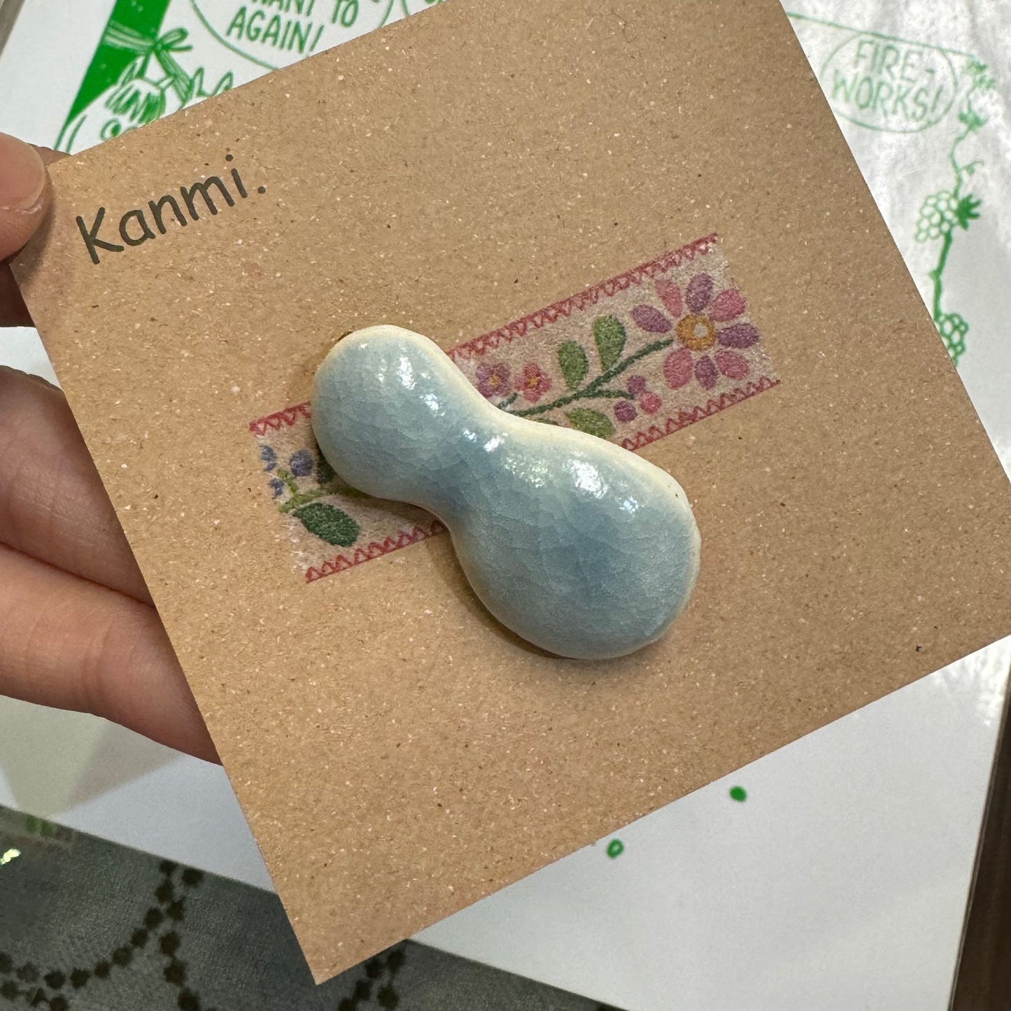 Sale- Kanmi Handmade Ceramic Brooch, made in Japan