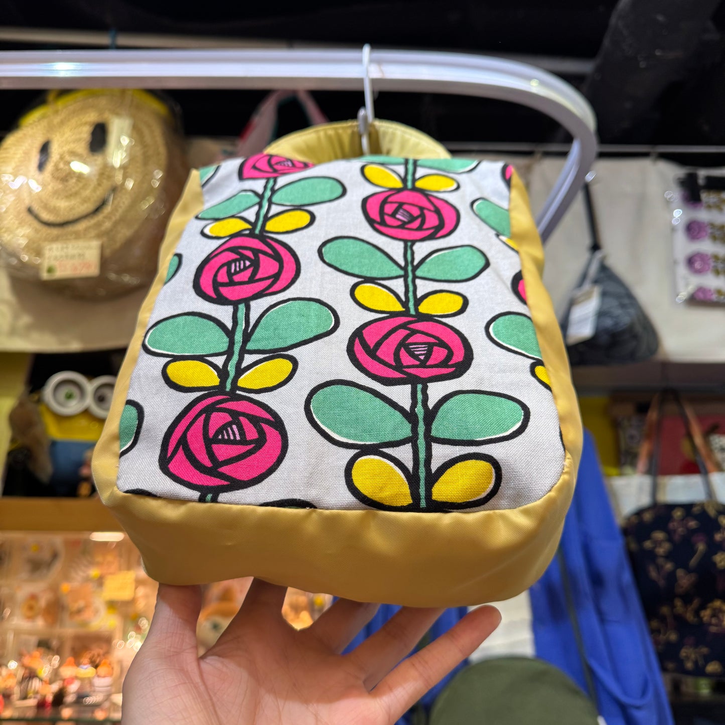 Handmade Floral Mini Hand Bag, Fabric from Japan