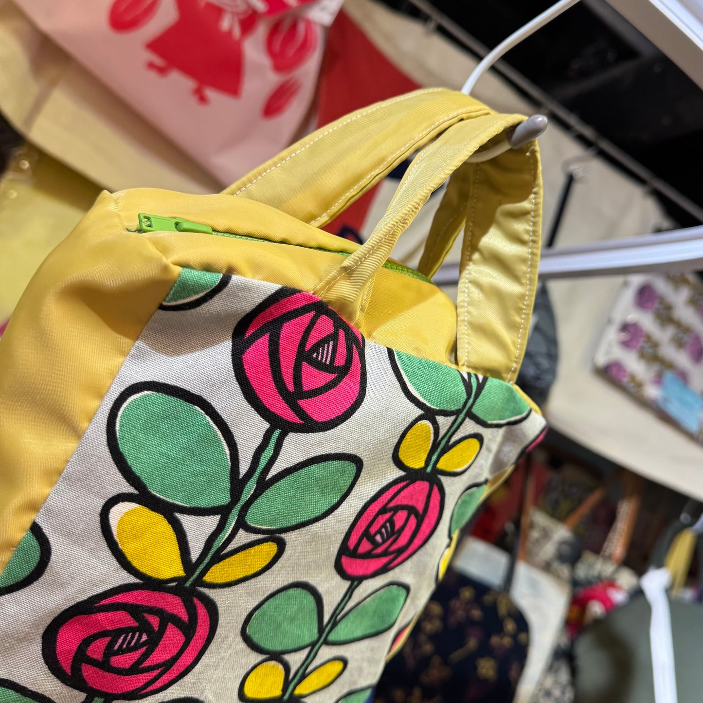 Handmade Floral Mini Hand Bag, Fabric from Japan